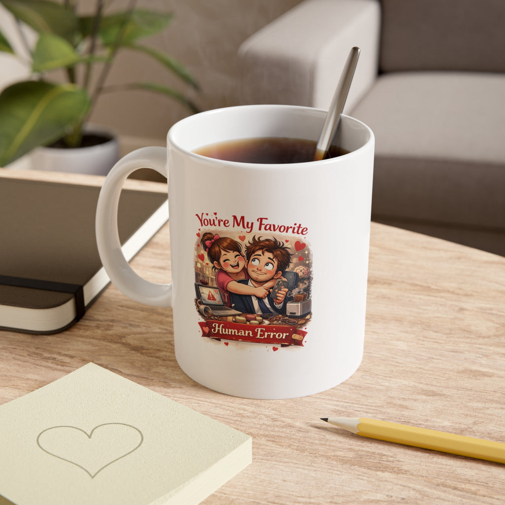 Coffee Mug with Quote - 'You're My Favorite Human Error' Glossy Finish 11oz Ceramic
