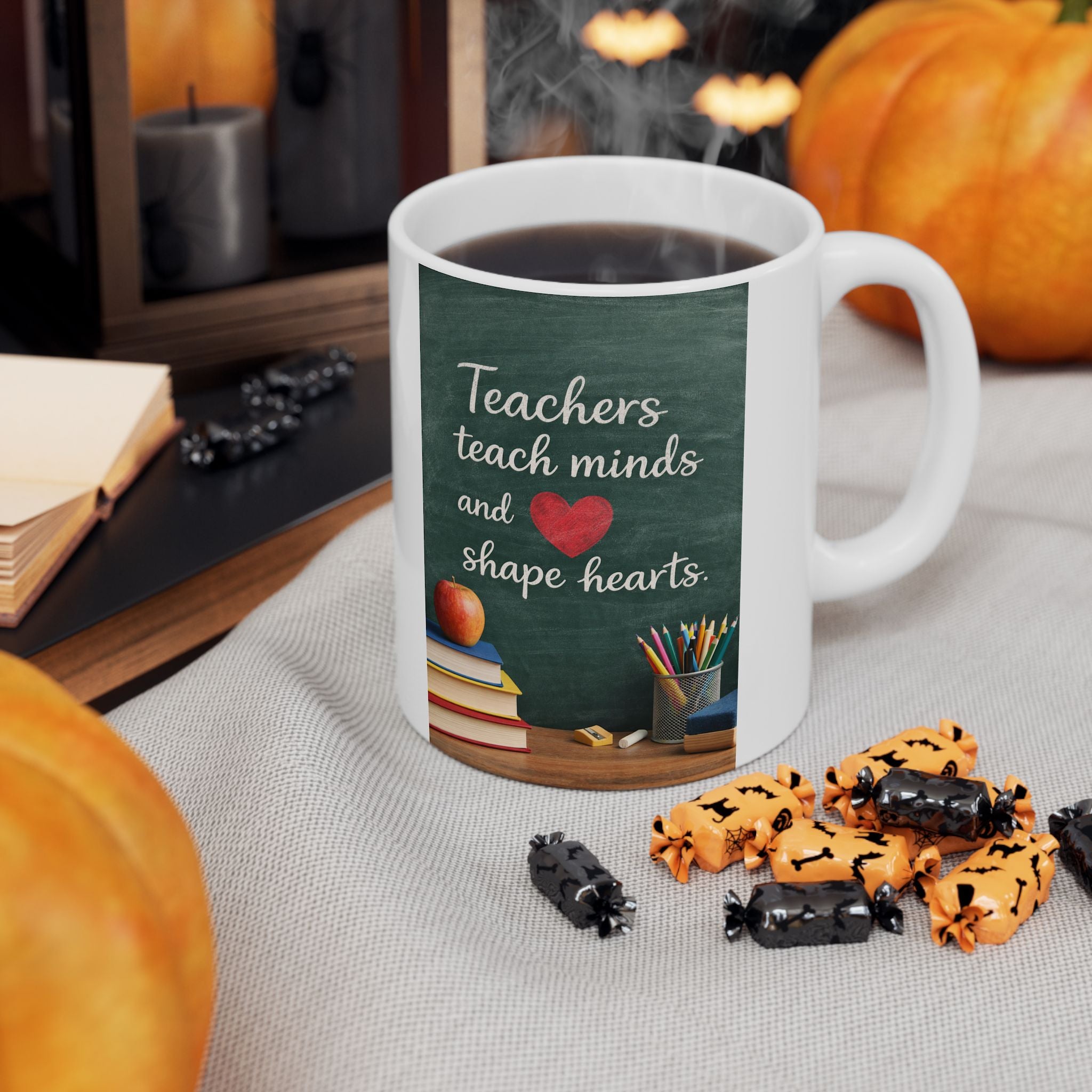 Teacher Coffee Mug: Inspire Minds & Shape Hearts, Perfect for Coffee-Loving Educators, 11 oz