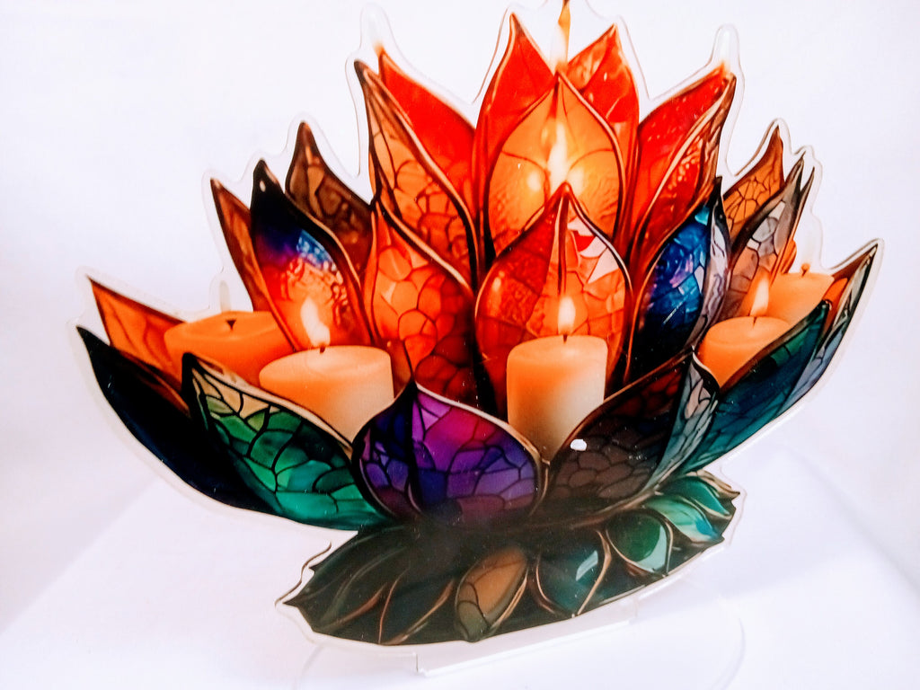 Lotus Flower Acrylic Desk Accessory, Farmhouse Decor Gift, Colorful Decorative for Table and Kitchen