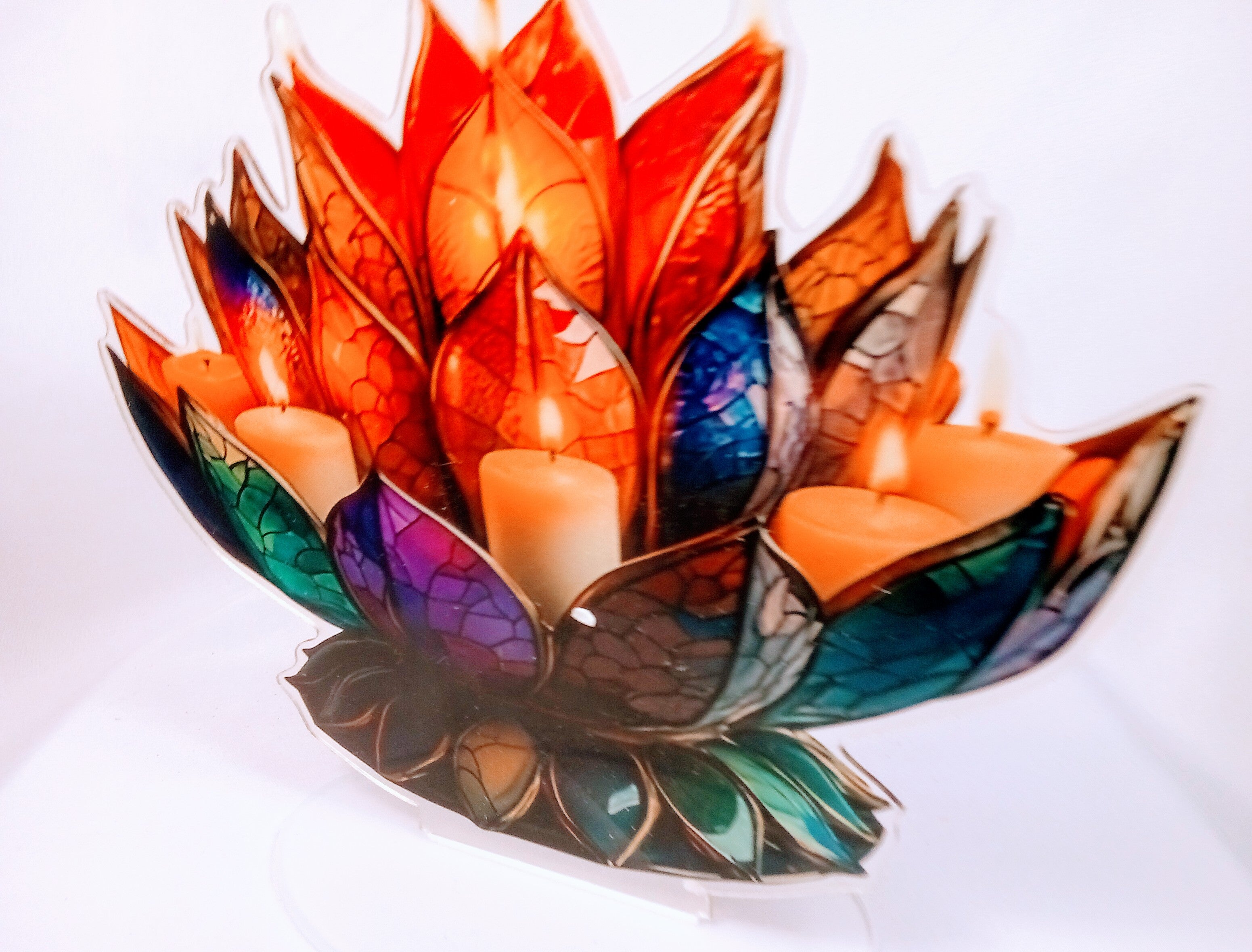 Lotus Flower Acrylic Desk Accessory, Farmhouse Decor Gift, Colorful Decorative for Table and Kitchen