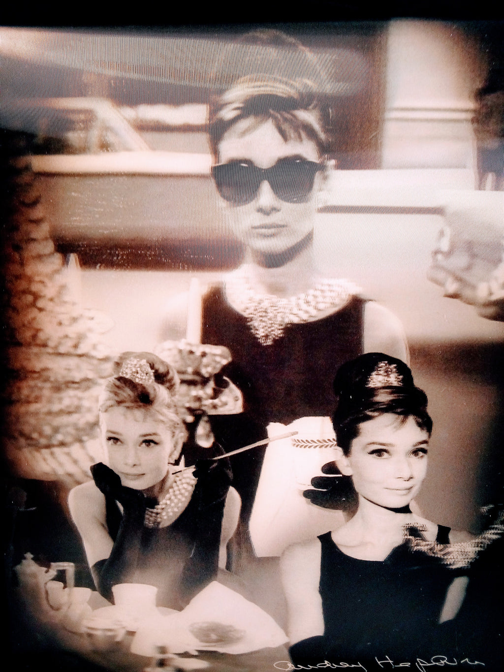 Audrey Hepburn Souvenirs Vintage Photo Portrait, Glam Wall Art Decor Package, 3D Piece for Office Accent - Signed