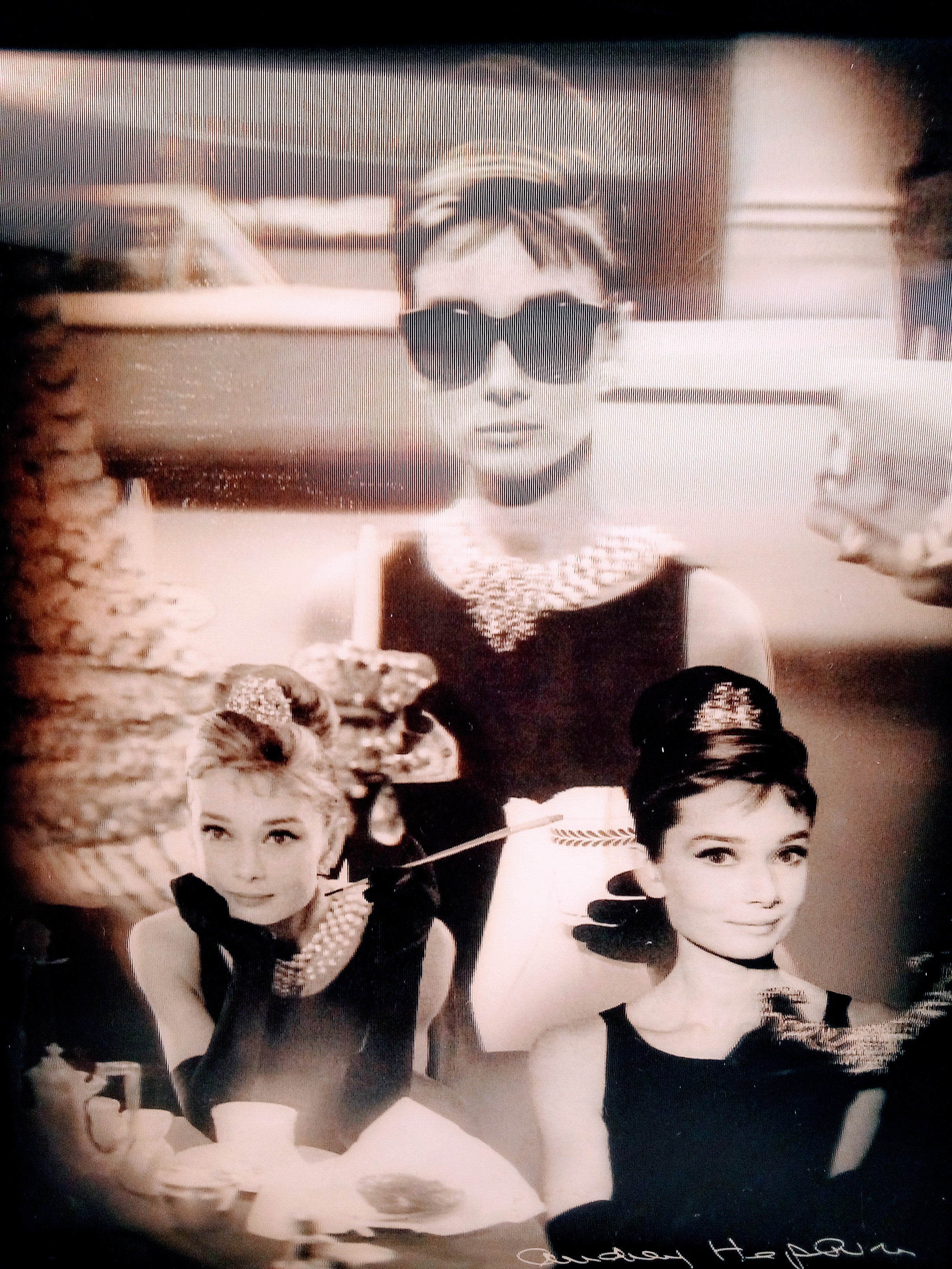 Audrey Hepburn Souvenirs Vintage Photo Portrait, Glam Wall Art Decor Package, 3D Piece for Office Accent - Signed