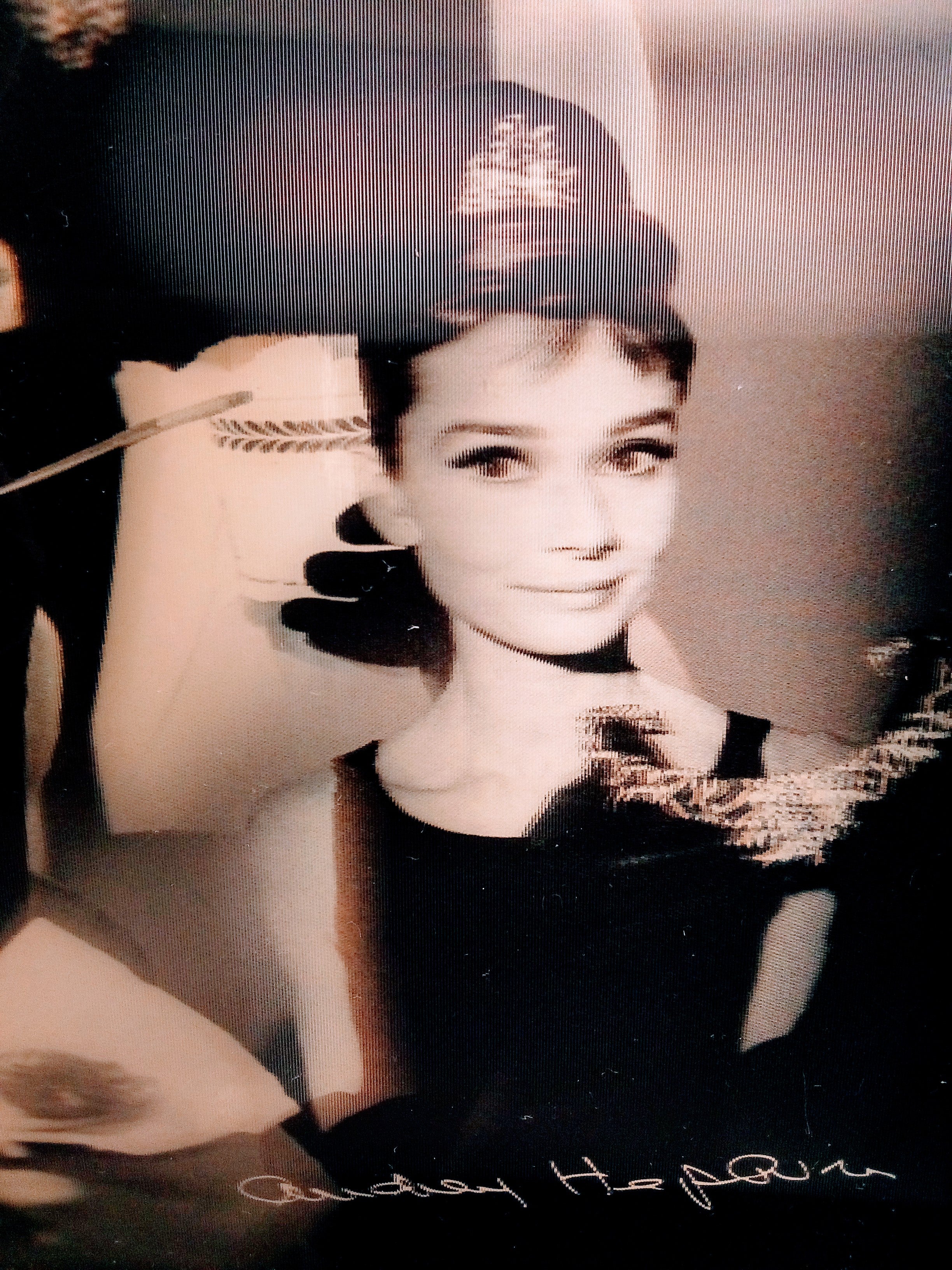 Audrey Hepburn Souvenirs Vintage Photo Portrait, Glam Wall Art Decor Package, 3D Piece for Office Accent - Signed