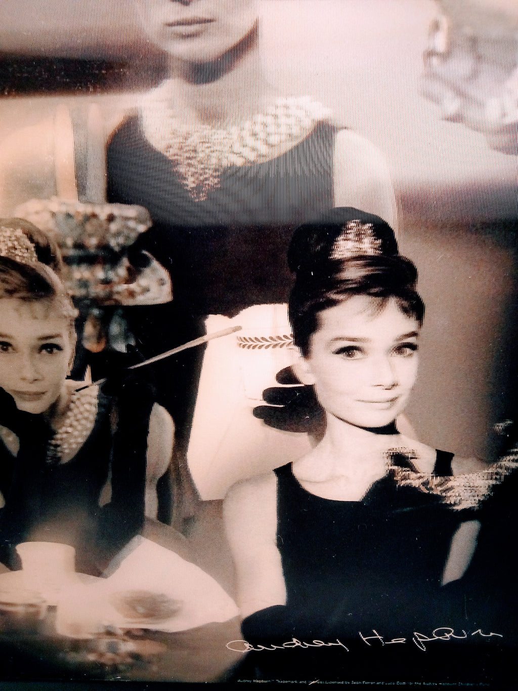 Audrey Hepburn Souvenirs Vintage Photo Portrait, Glam Wall Art Decor Package, 3D Piece for Office Accent - Signed