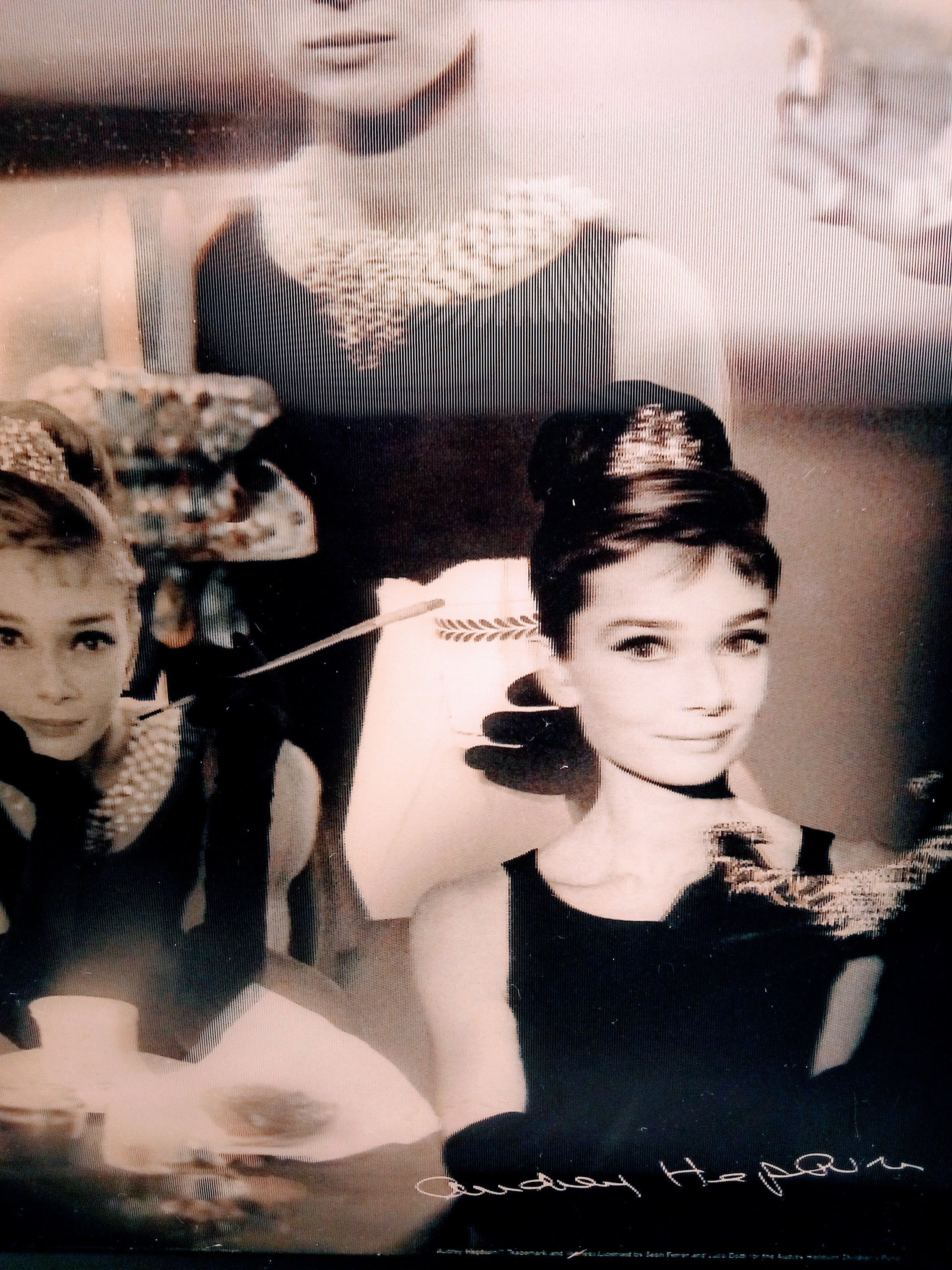 Audrey Hepburn Souvenirs Vintage Photo Portrait, Glam Wall Art Decor Package, 3D Piece for Office Accent - Signed