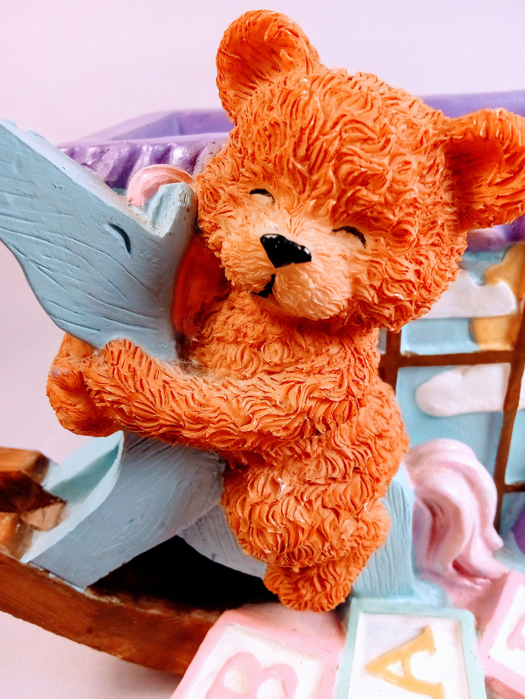 Mini Teddy Bear Plant Holder with ABC Blocks, Nursery Decor Ceramic Vase