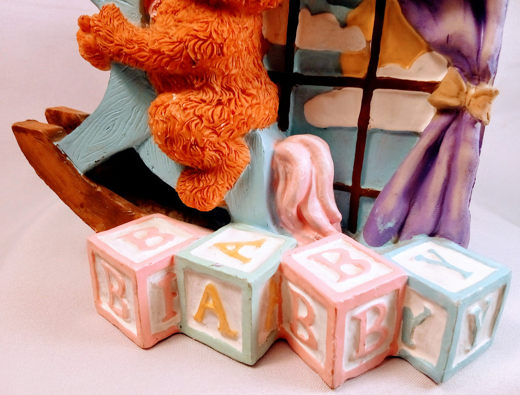 Mini Teddy Bear Plant Holder with ABC Blocks, Nursery Decor Ceramic Vase