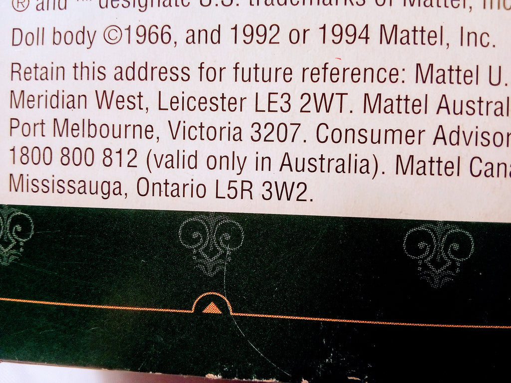 Vintage Barbie Romance 1992 Fashion Queen Doll: Emerald Green Velvet, Golden Embellishments