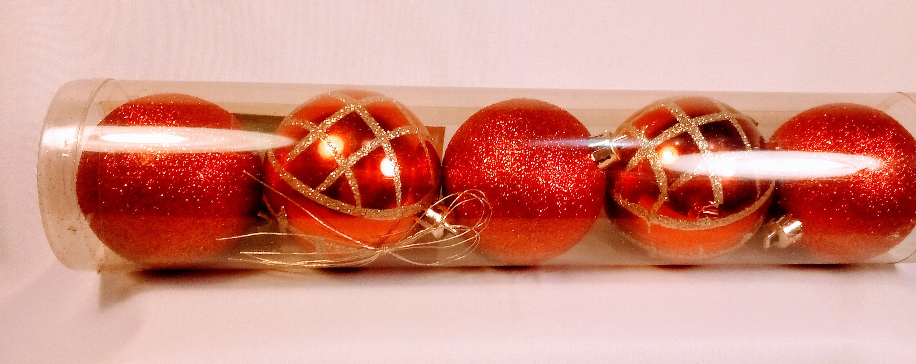 Bobble Ornaments Farmhouse Decor, Red & White Rustic Holiday Decor (Set of 2)