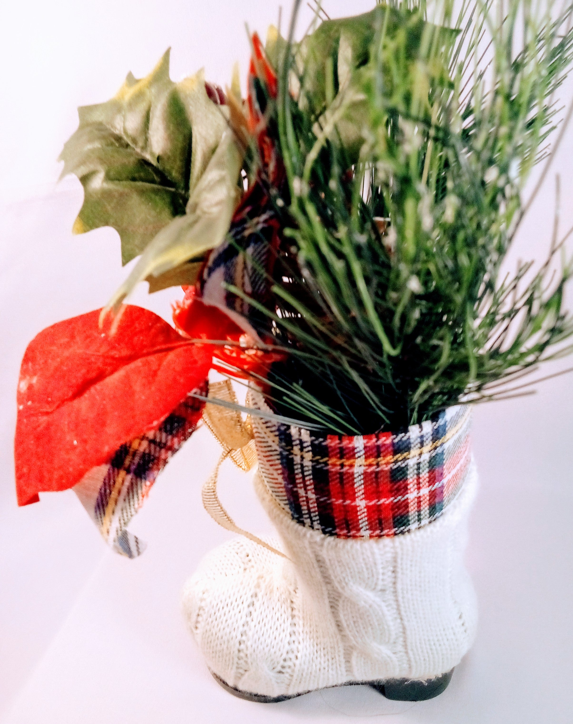 Christmas Boots Planter, Holiday Decor and Flower Pot, Gift for Home, Festive Charming Gift,  Unique Indoor Planter