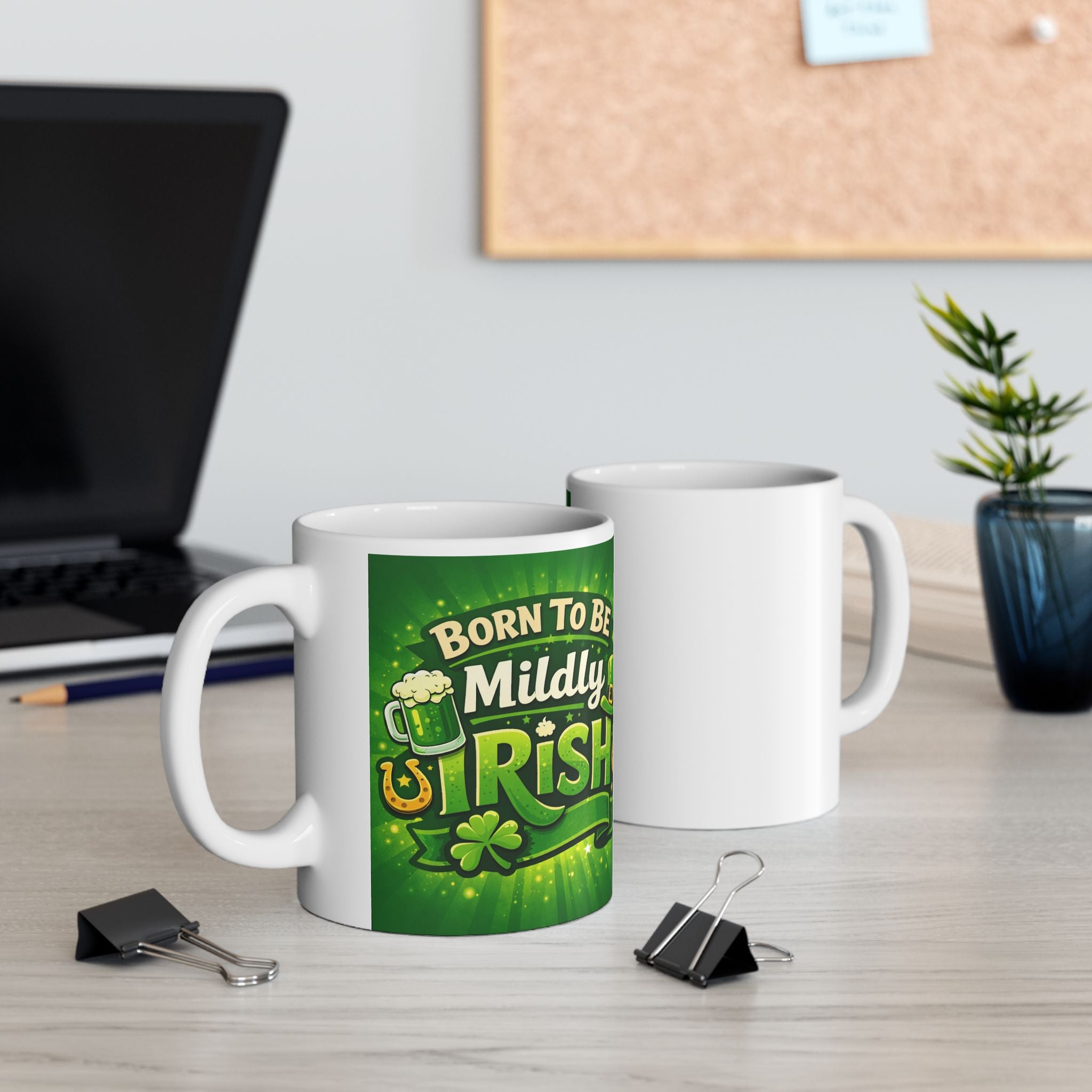 Perfect Gift for St. Patrick's Day, Born to Be Mildly Irish Coffee Mug