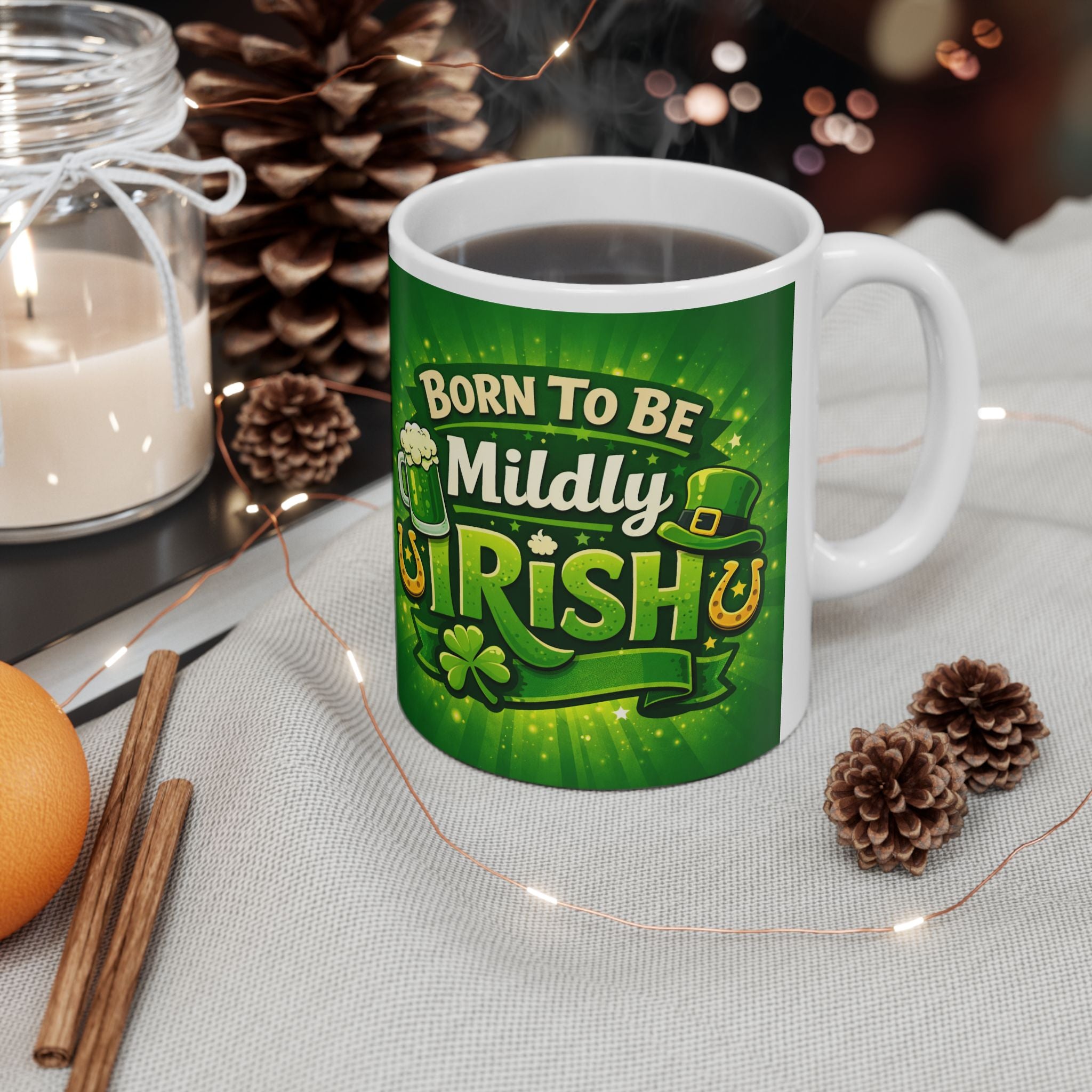 Perfect Gift for St. Patrick's Day, Born to Be Mildly Irish Coffee Mug