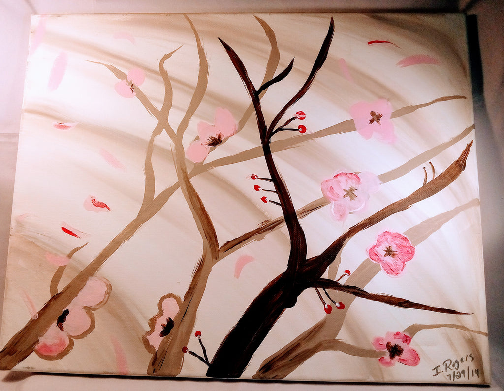 Original Fall Leaf Branch Painting Decor, Autumn Leaves Wall Art Tree Branch for Living Room or Kitchen, for Cozy Homes