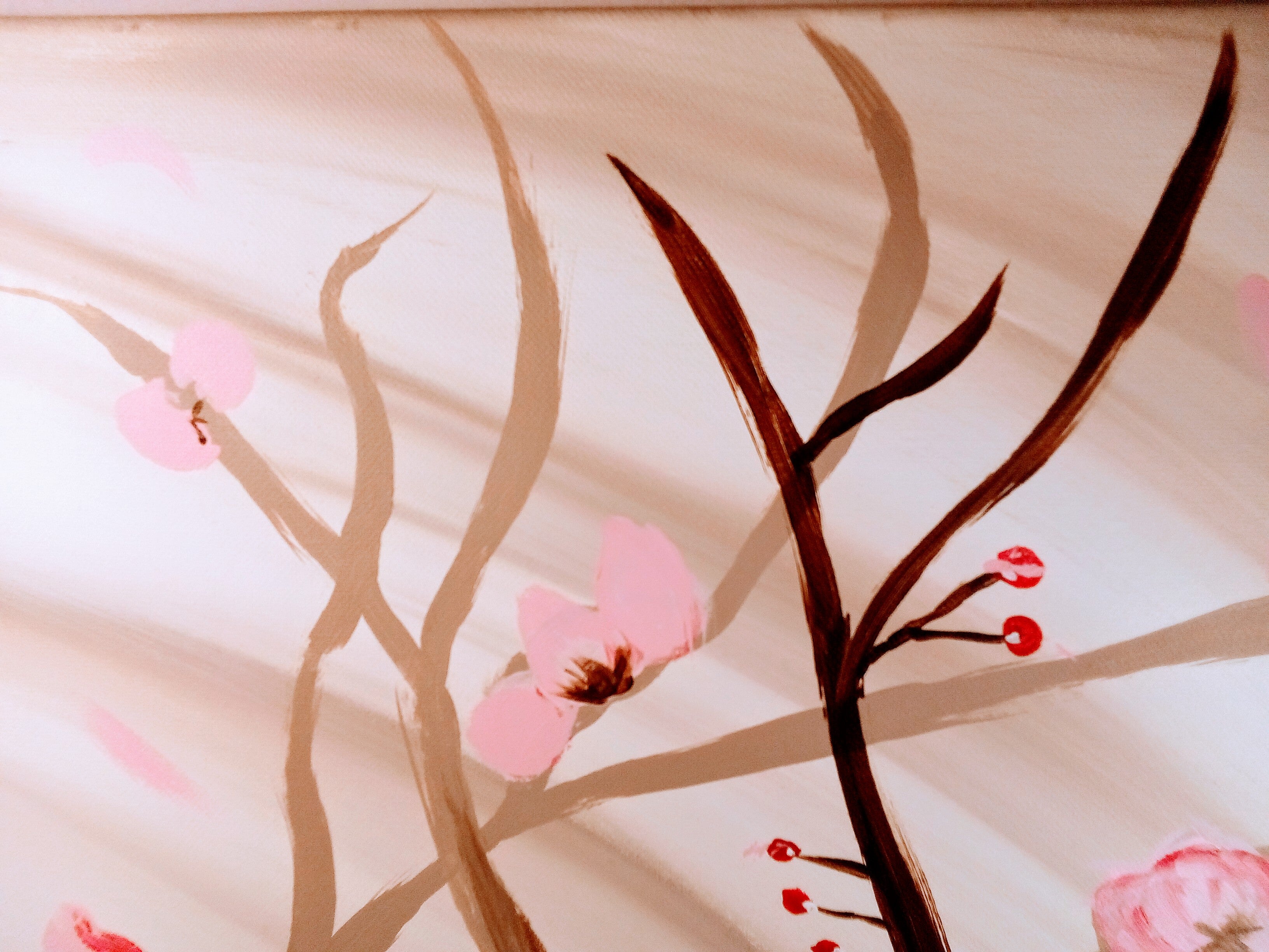 Original Fall Leaf Branch Painting Decor, Autumn Leaves Wall Art Tree Branch for Living Room or Kitchen, for Cozy Homes