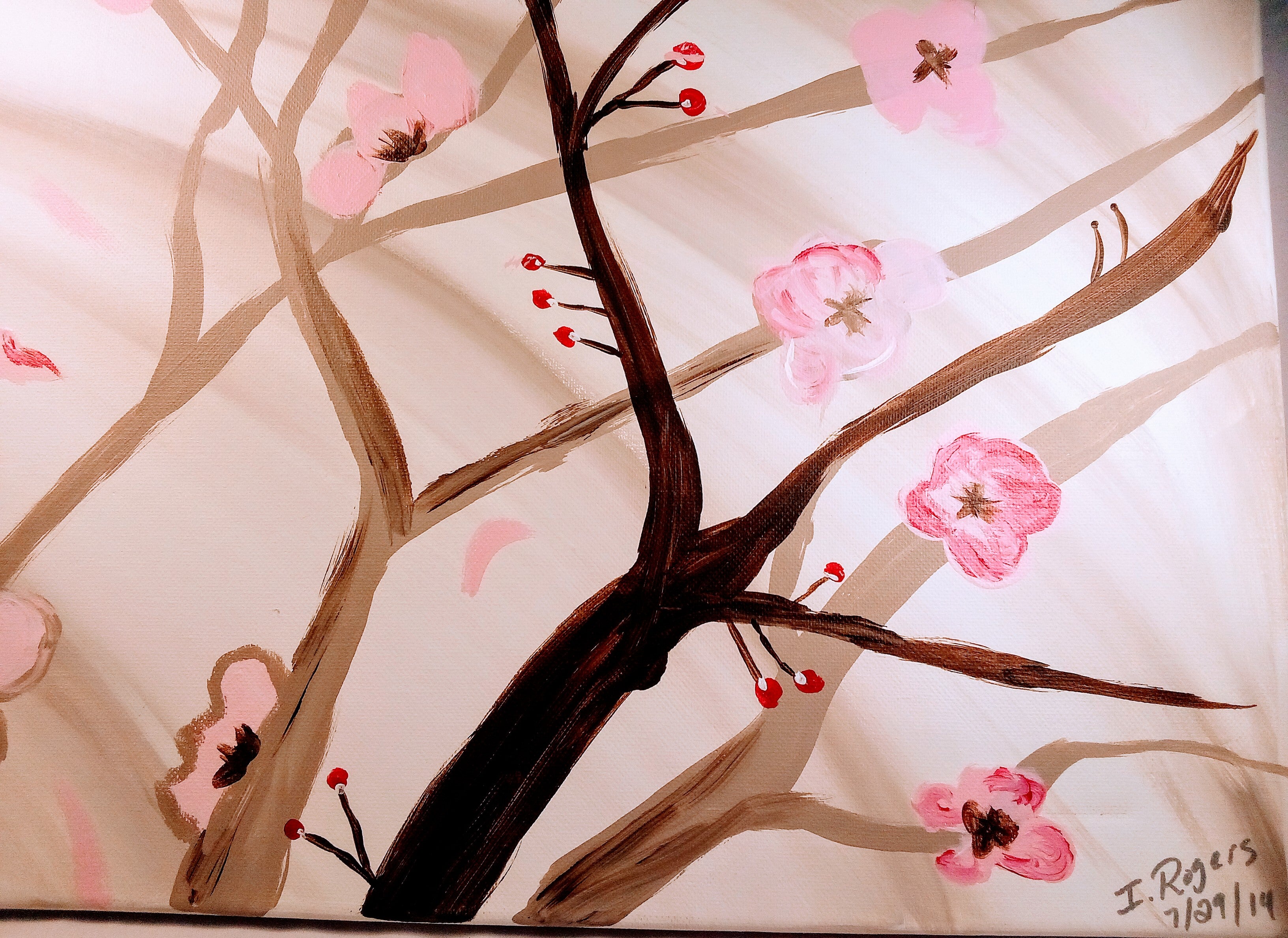 Original Fall Leaf Branch Painting Decor, Autumn Leaves Wall Art Tree Branch for Living Room or Kitchen, for Cozy Homes