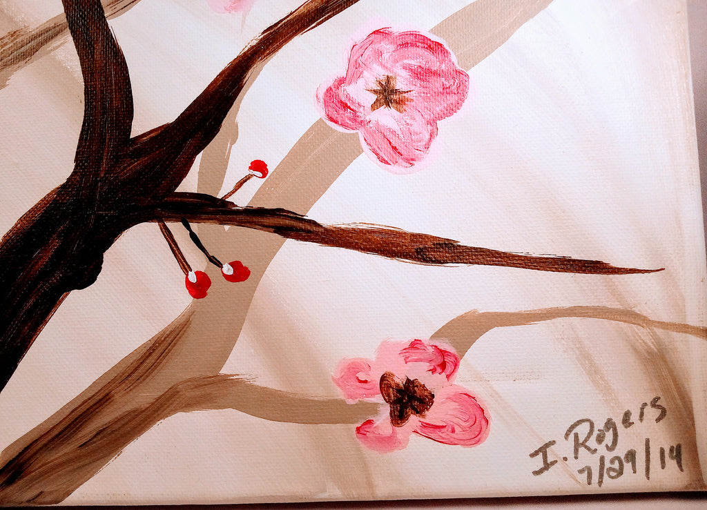 Original Fall Leaf Branch Painting Decor, Autumn Leaves Wall Art Tree Branch for Living Room or Kitchen, for Cozy Homes