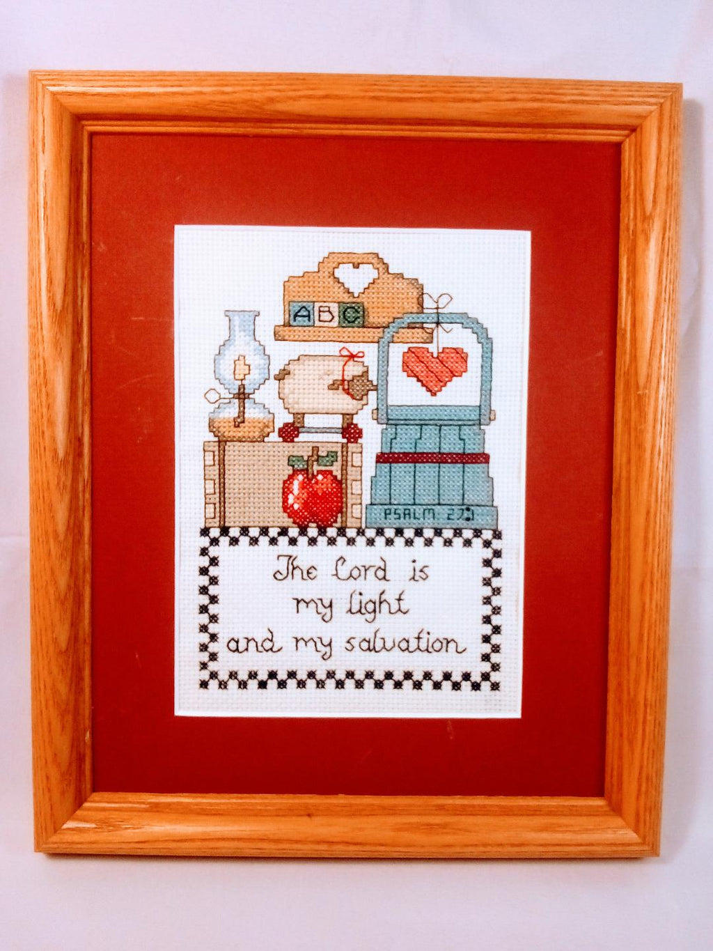 Framed Cross Stitch Serene Tranquil Art Charm, for Farmhouse Wall Decor, Gift Giving Perfect for Country Elegance