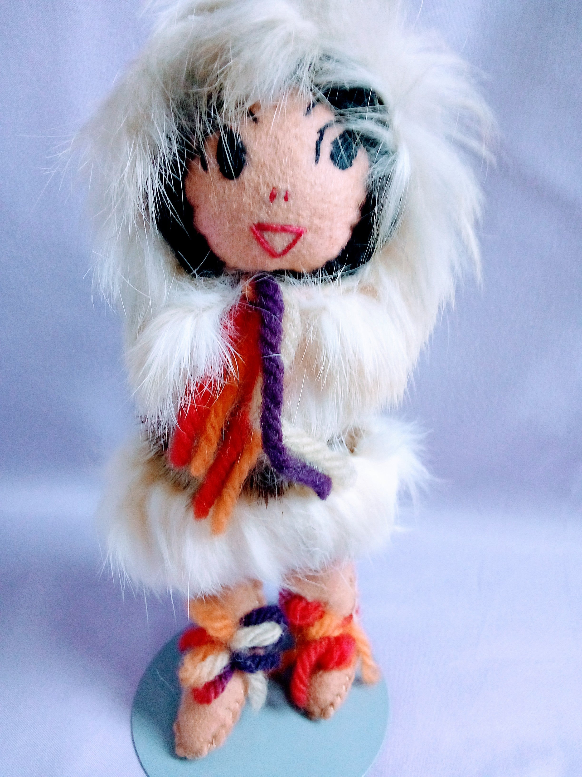 Cozy Eskimo Doll with Authentic Fur, Unique Alaskan Collectible Charming Figurine