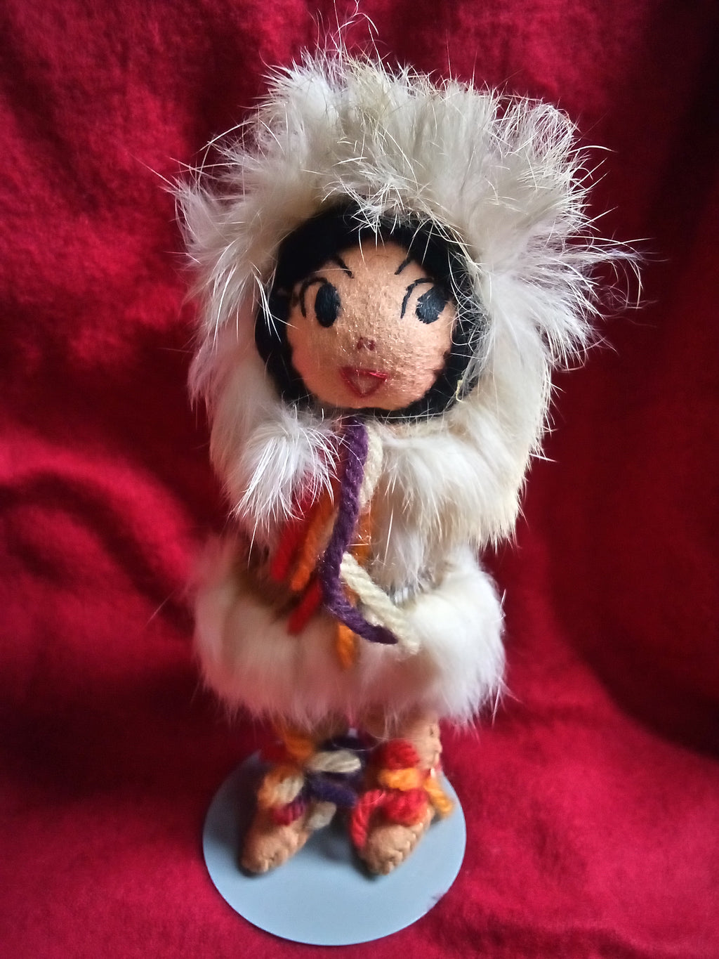 Cozy Eskimo Doll with Authentic Fur, Unique Alaskan Collectible Charming Figurine