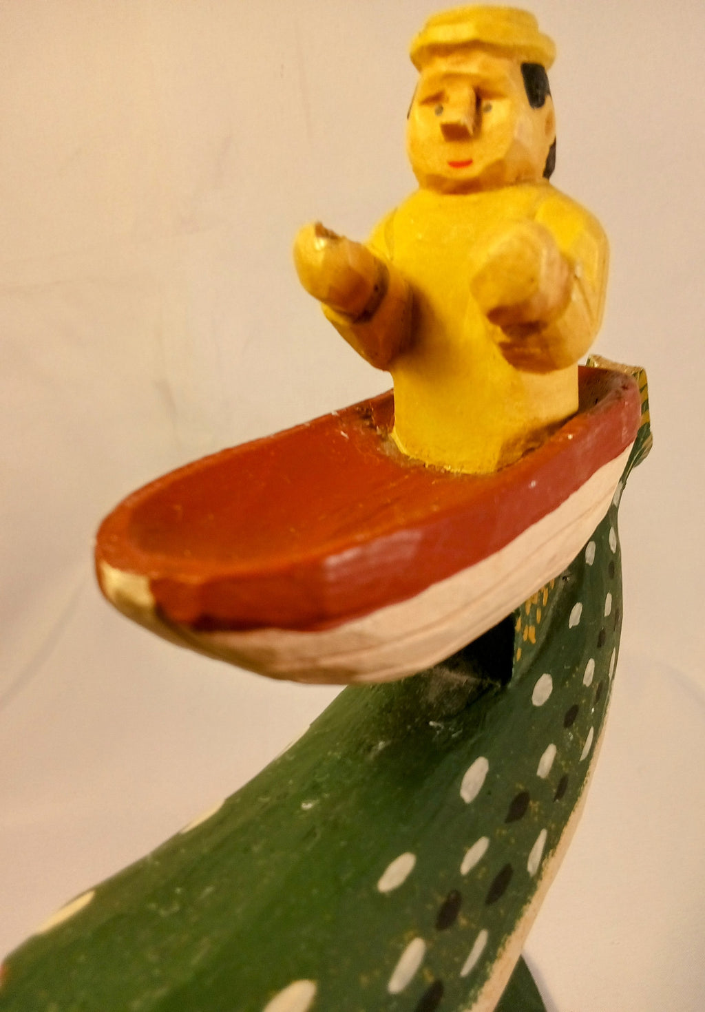 Vintage Fisherman Boat Figurine, Unique Gift for him, Artistic Home Decor and Collectible