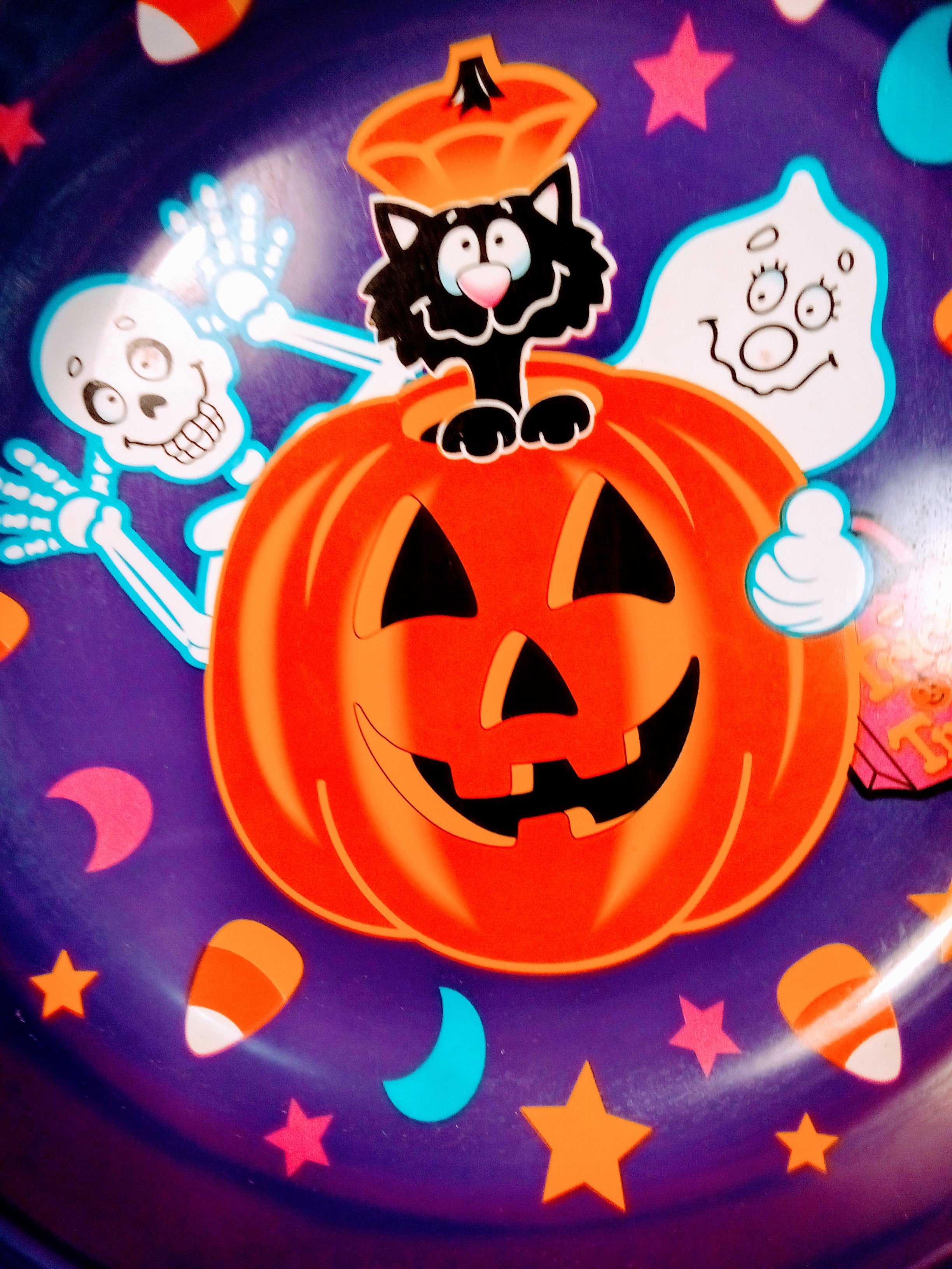 Large Halloween Candy Platter in Purple and Orange, Festive Trick or Treat Plate, Bootiful Serving Tray, Party Essential (14")