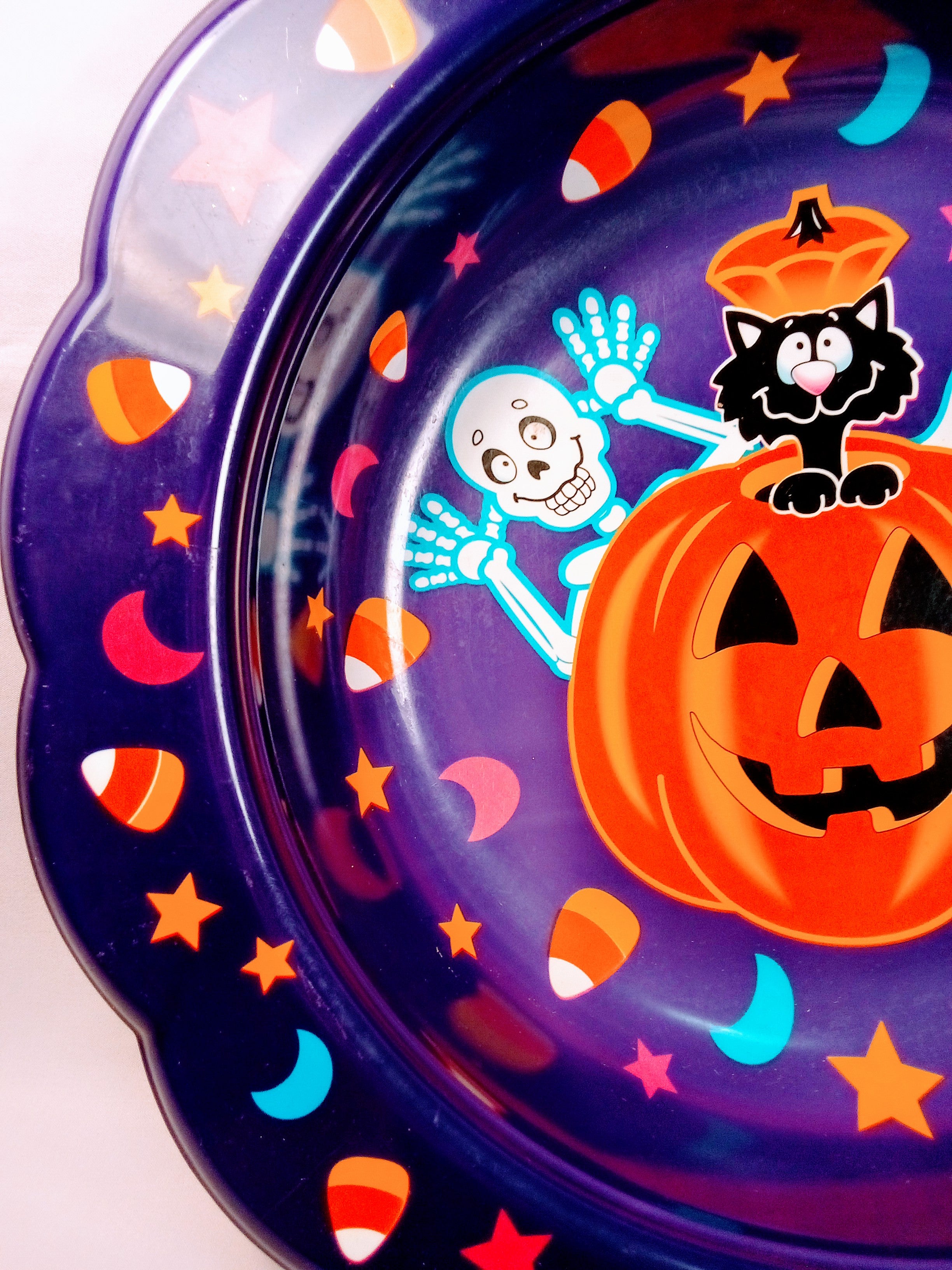 Large Halloween Candy Platter in Purple and Orange, Festive Trick or Treat Plate, Bootiful Serving Tray, Party Essential (14")