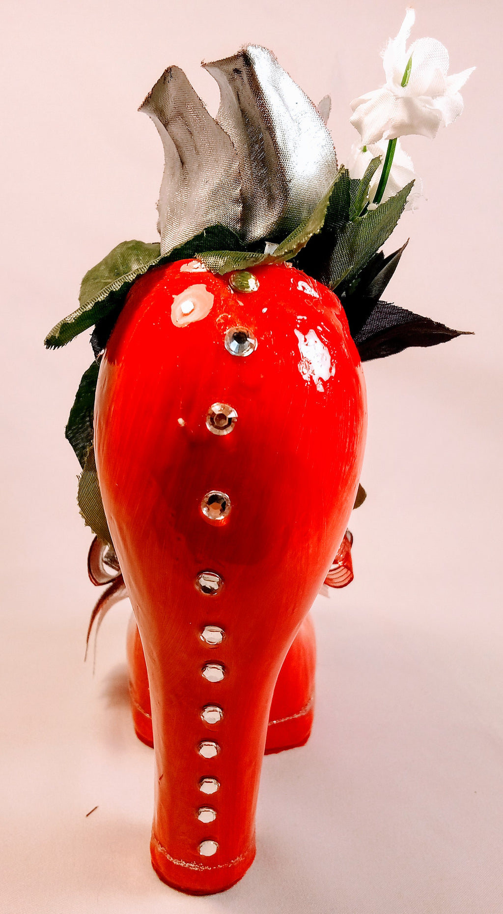 Aesthetic High Heel Flower Vase, Cute Ruby Red Home Decor for Desk or Balcony, Creative Novelty Floral Decor