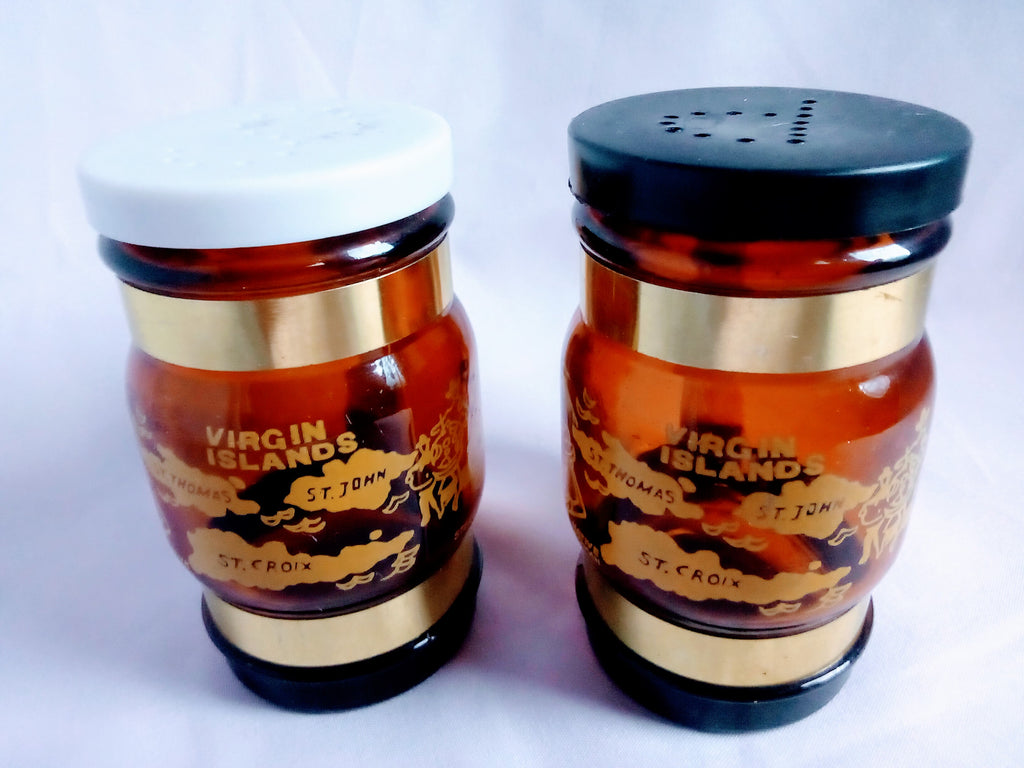 Salt and Pepper Bar Decor Glass Shakers from Virgin Islands, Set of Unique Bar/Kitchen Decors
