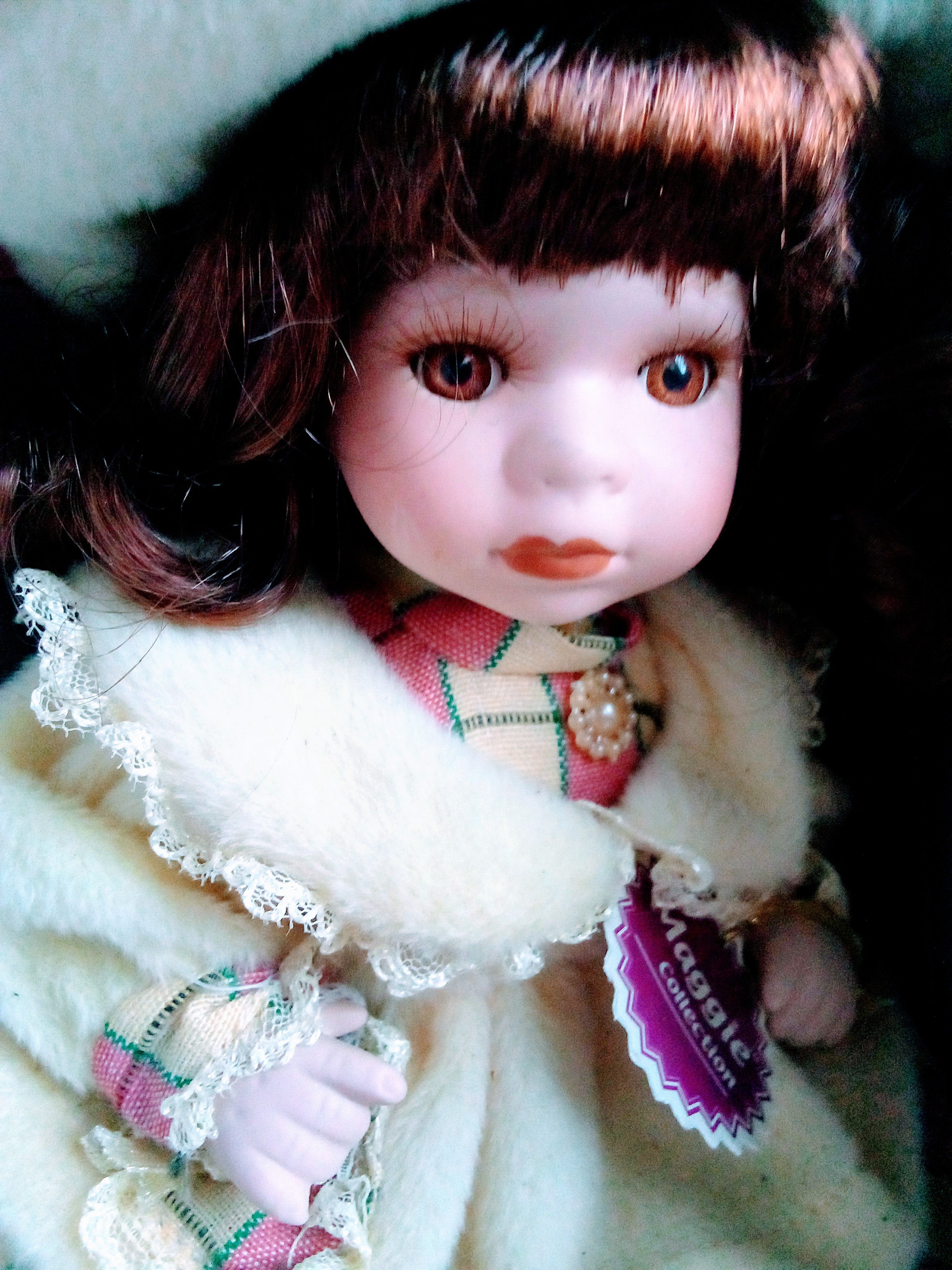 Porcelain Maggie Doll, Perfect Gift for Doll Collectors, One-of-a-Kind Hand-Painted, Vintage Collectible Limited Edition, Rare Red Hair