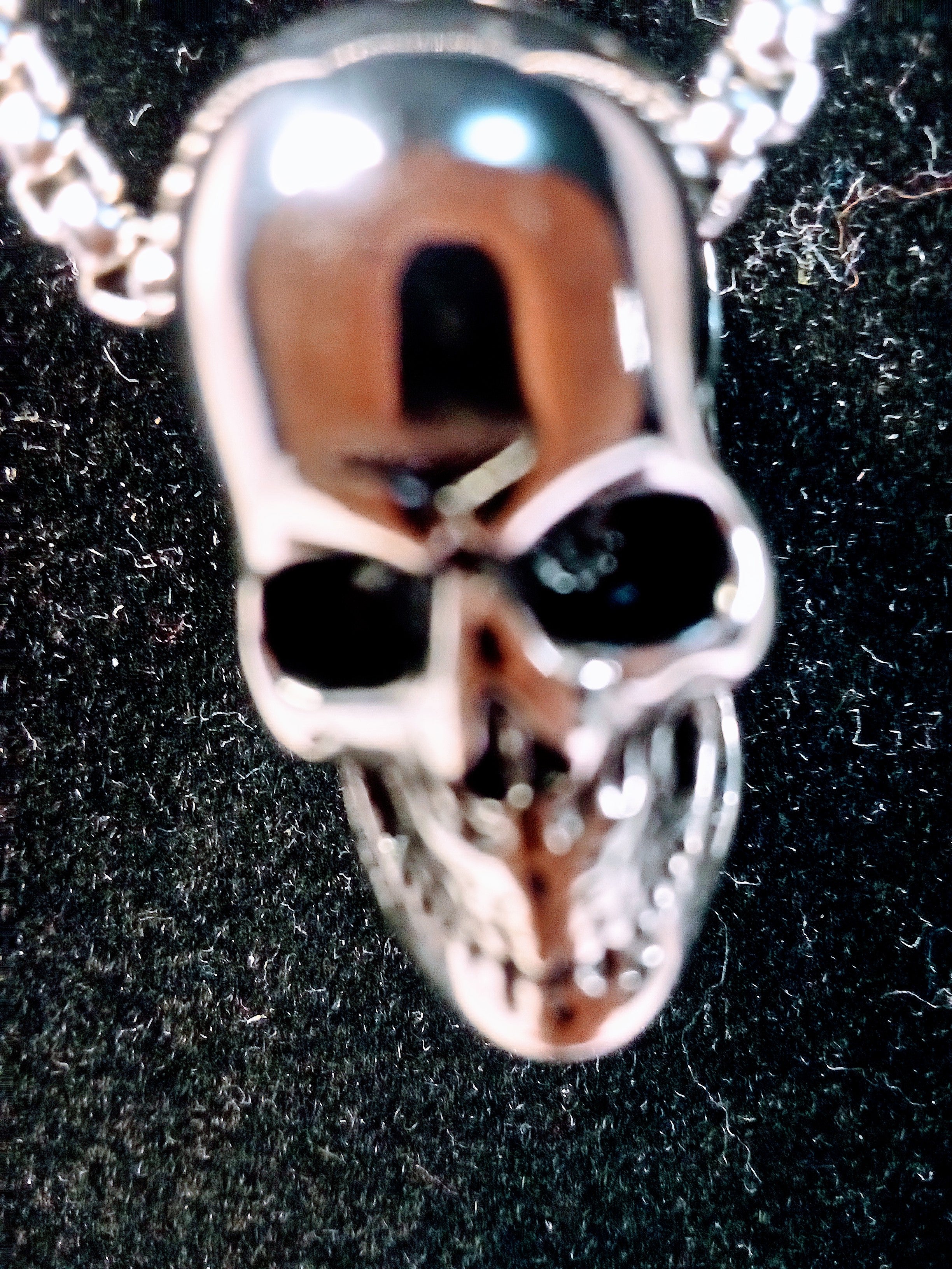 Halloween Skull Pendant Necklace Edgy Stainless Steel, Gothic Glam Jewelry Vampire, Chic Glam Goth Essential, Statement for the Bold