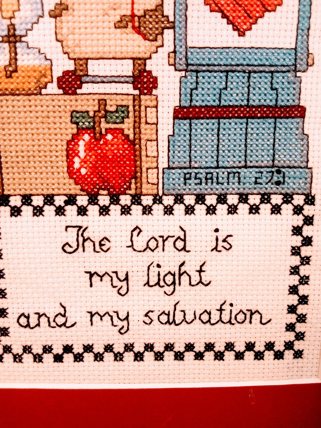 Framed Cross Stitch Serene Tranquil Art Charm, for Farmhouse Wall Decor, Gift Giving Perfect for Country Elegance