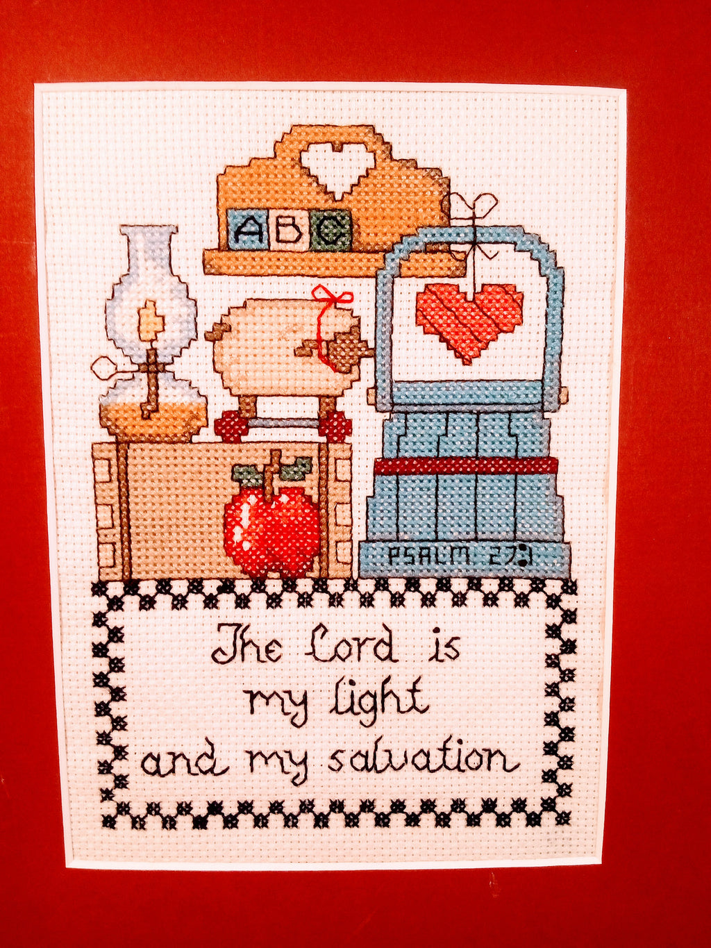 Framed Cross Stitch Serene Tranquil Art Charm, for Farmhouse Wall Decor, Gift Giving Perfect for Country Elegance