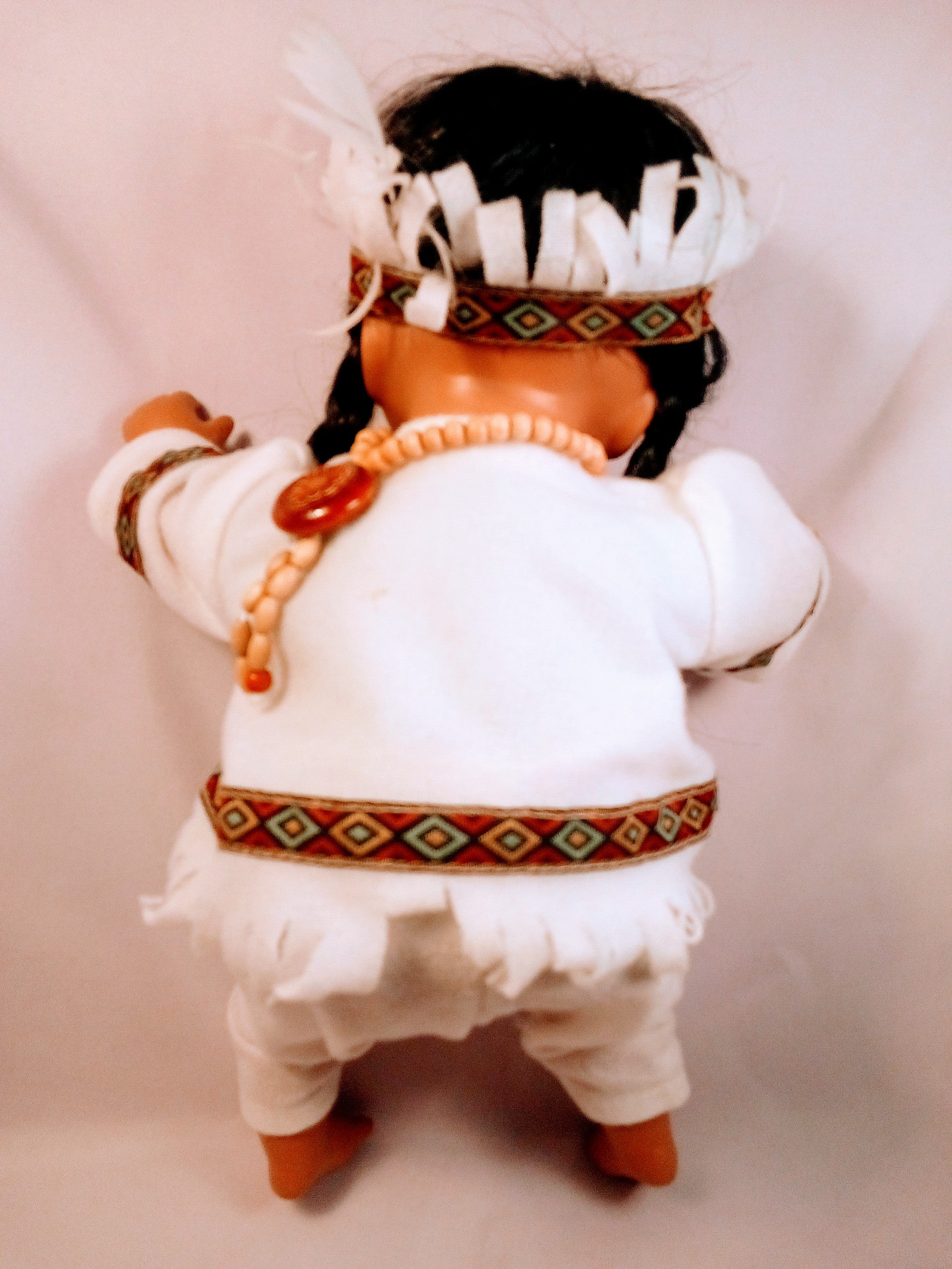 Native American Porcelain Doll with Beautiful Braided Hair, Sleepy Eyes, Charming Collectible, Adorn your Collection