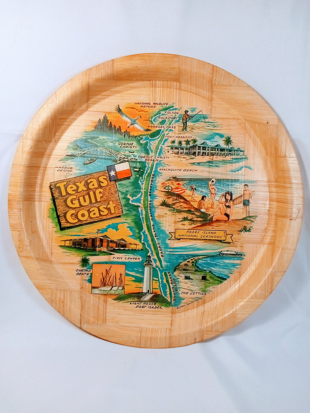 Bamboo Serving Tray for Stylish Decor, From Texas Gulf Coast Vibes, Handwoven Coastal Chic, Unique (12")