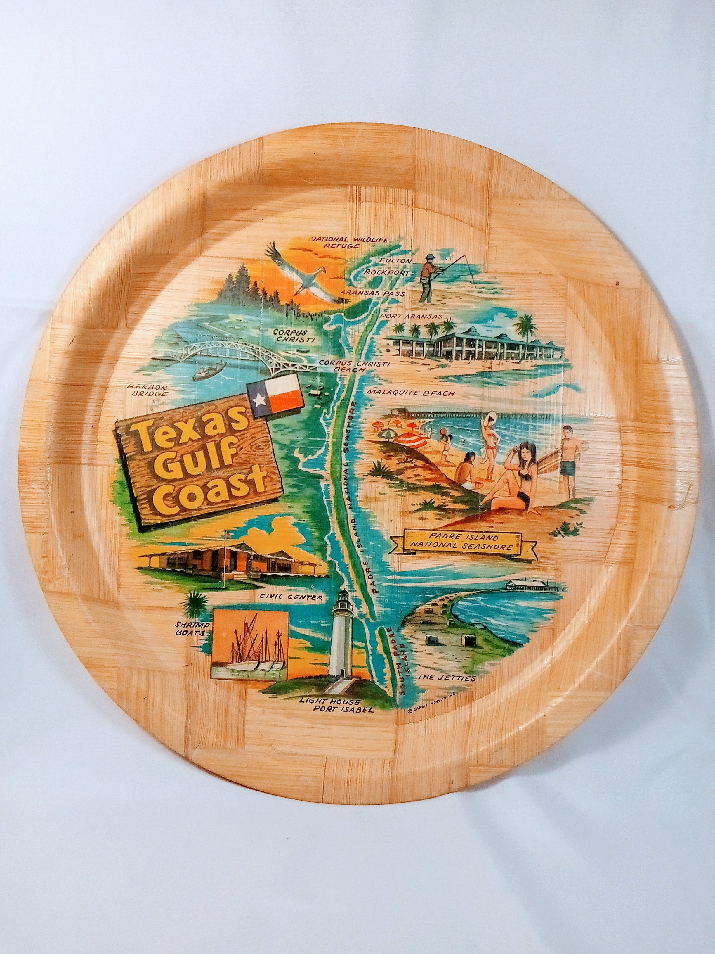 Bamboo Serving Tray for Stylish Decor, From Texas Gulf Coast Vibes, Handwoven Coastal Chic, Unique (12")