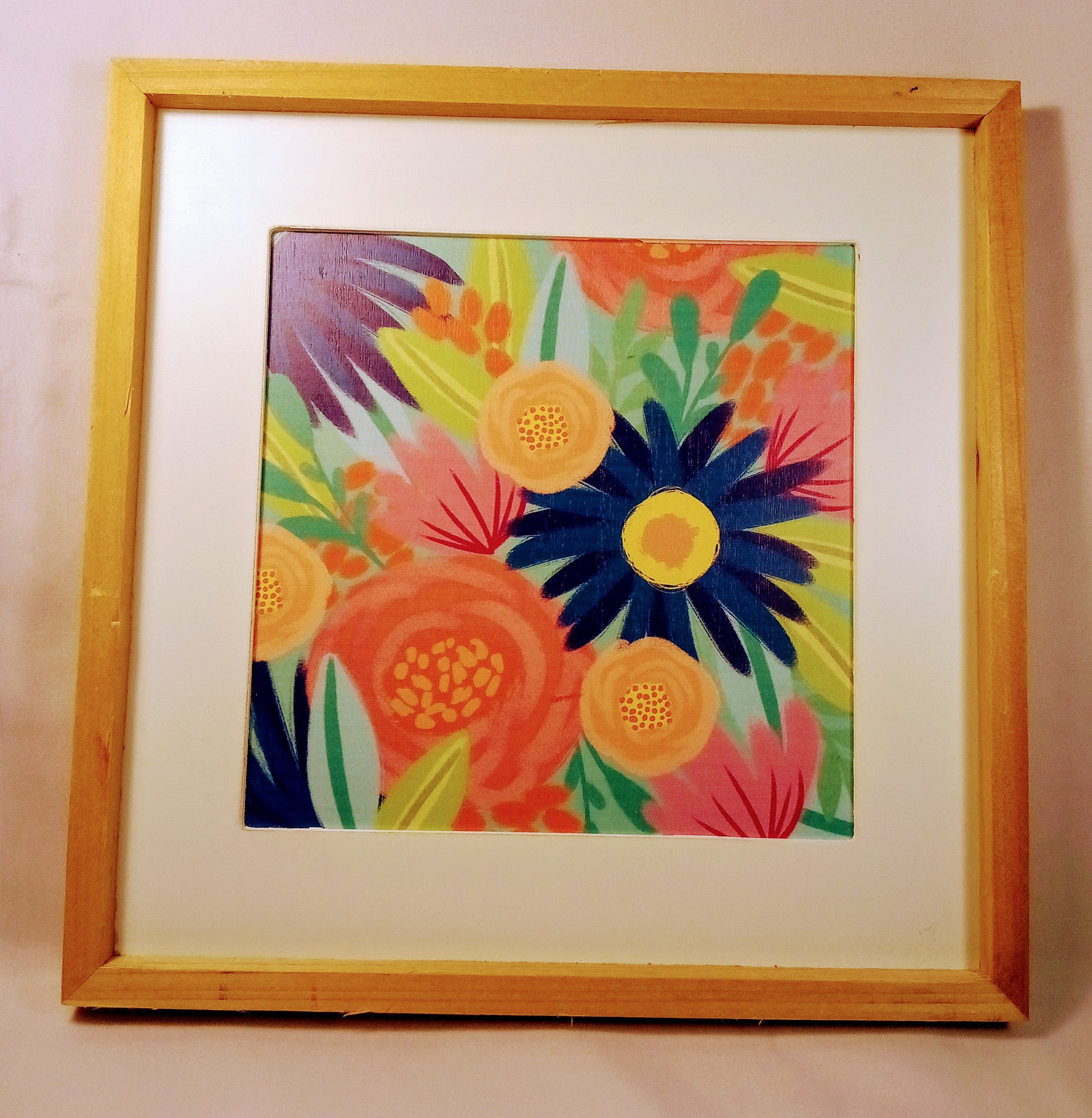 Floral Abstract Art on  Wood Frame, Home Decor Collectible, Stylish Painting for Office