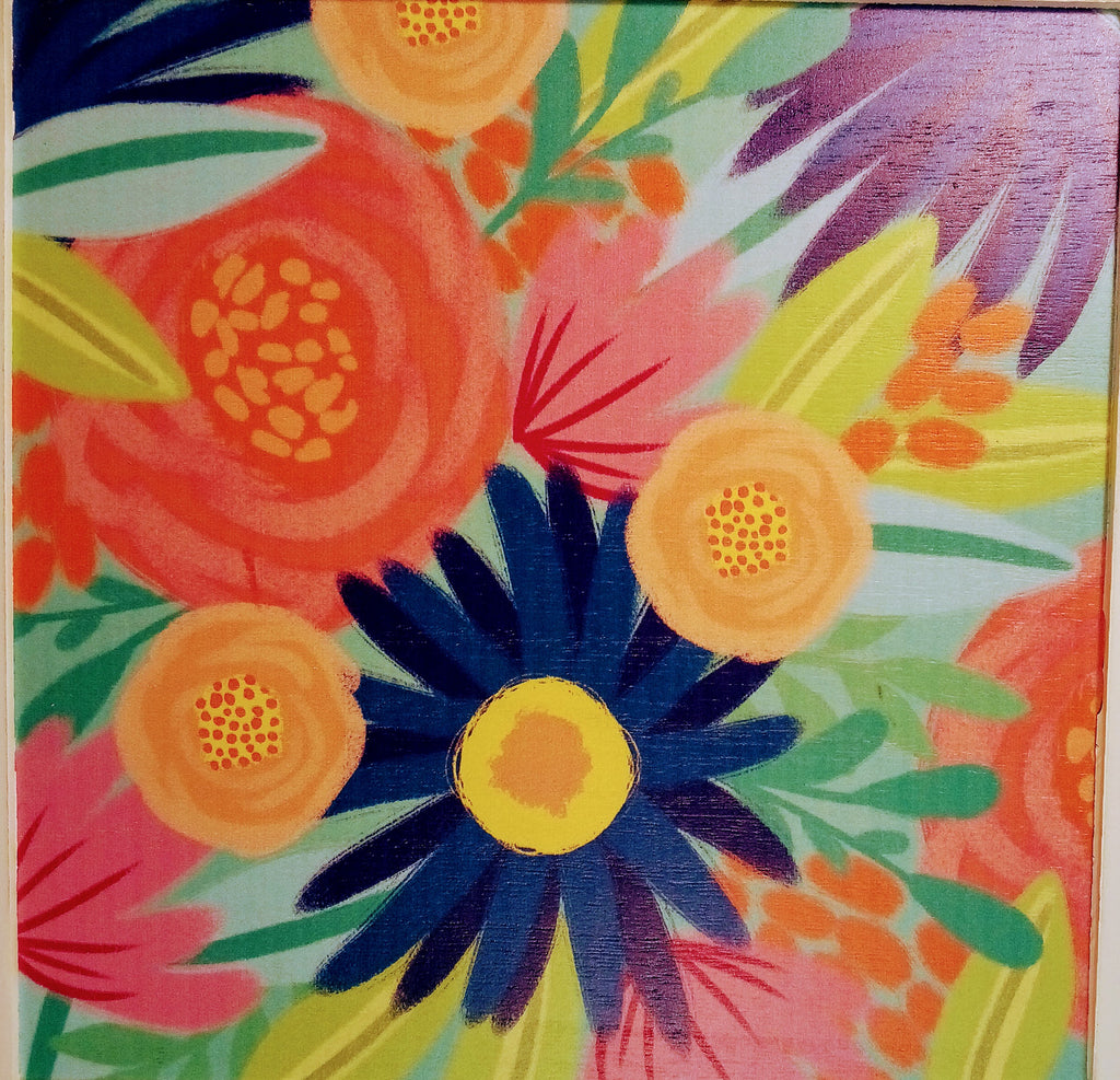 Floral Abstract Art on  Wood Frame, Home Decor Collectible, Stylish Painting for Office