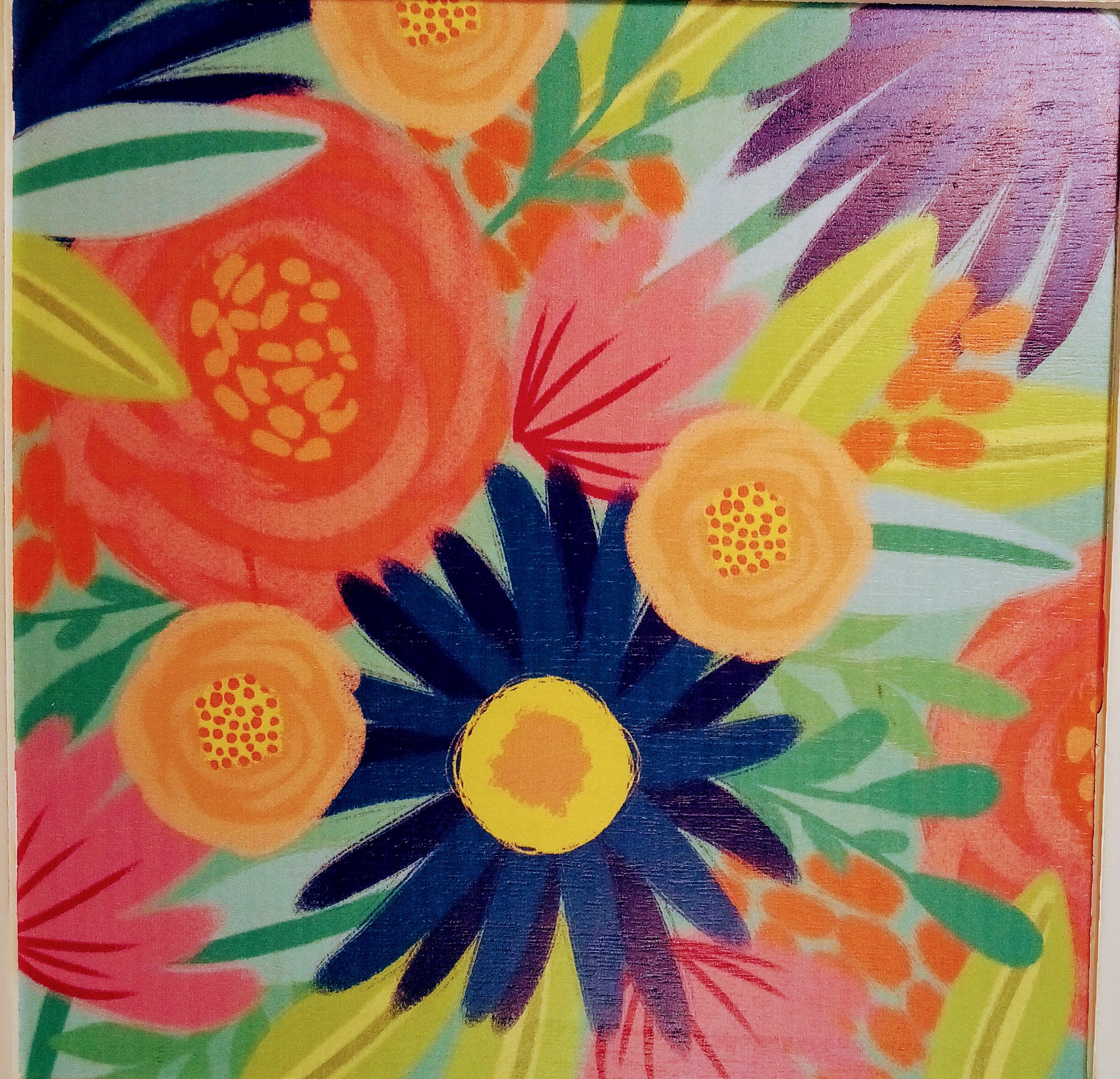 Floral Abstract Art on  Wood Frame, Home Decor Collectible, Stylish Painting for Office