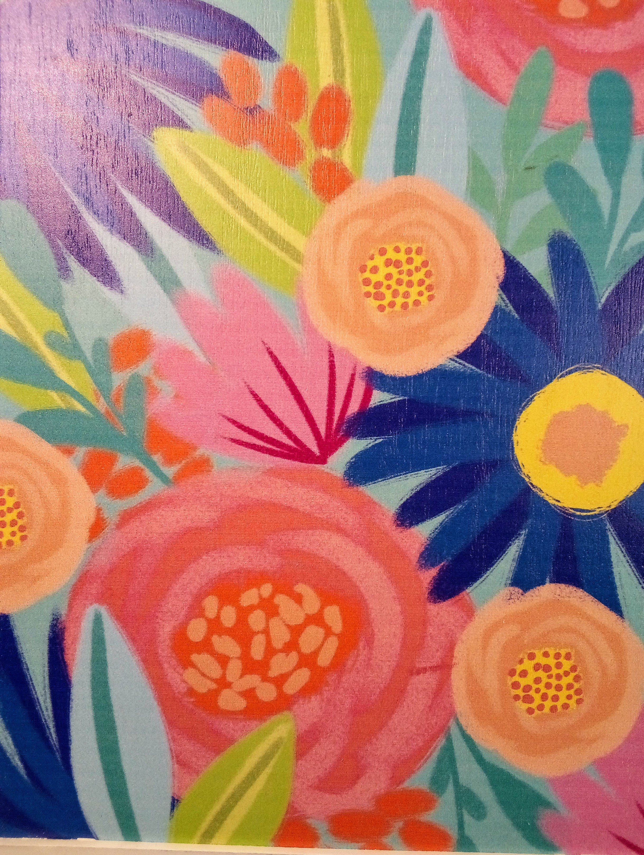 Floral Abstract Art on  Wood Frame, Home Decor Collectible, Stylish Painting for Office