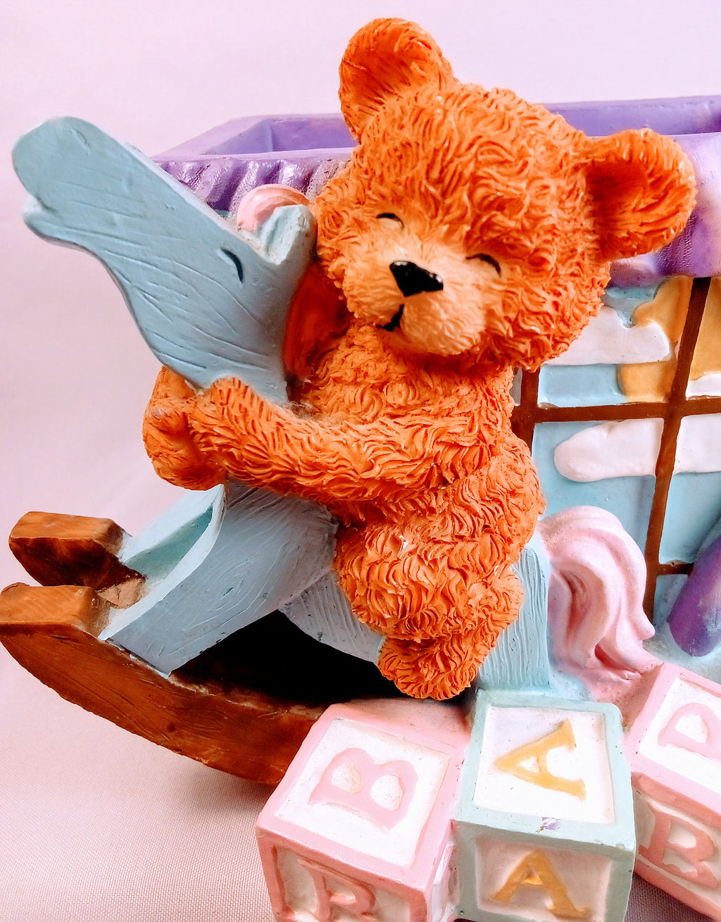 Mini Teddy Bear Plant Holder with ABC Blocks, Nursery Decor Ceramic Vase