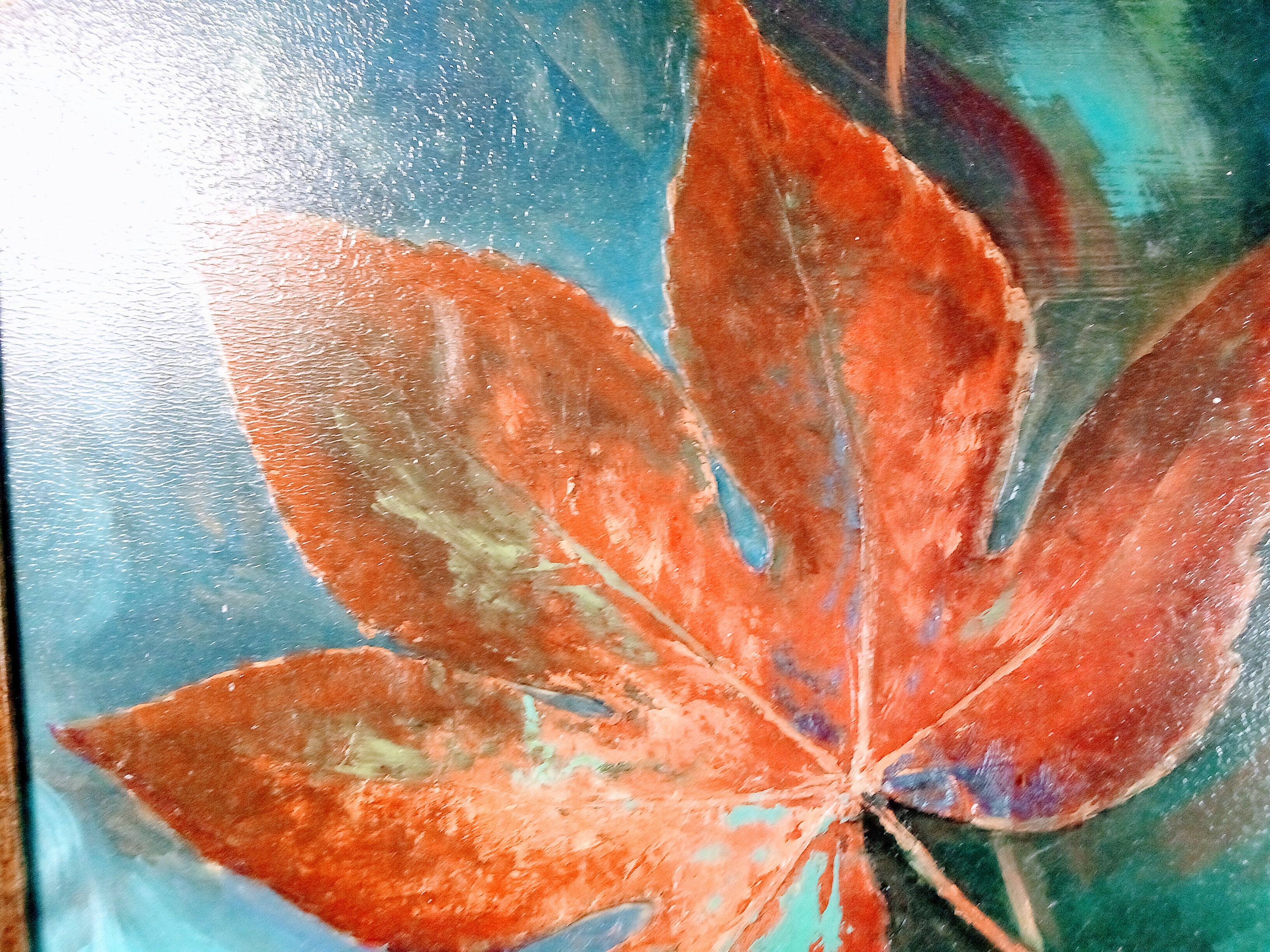 Original Oil Painting of Autumn Leaf, Handpainted Fall Art for Living Room Decor, Nature-Inspired Great for office - Signed