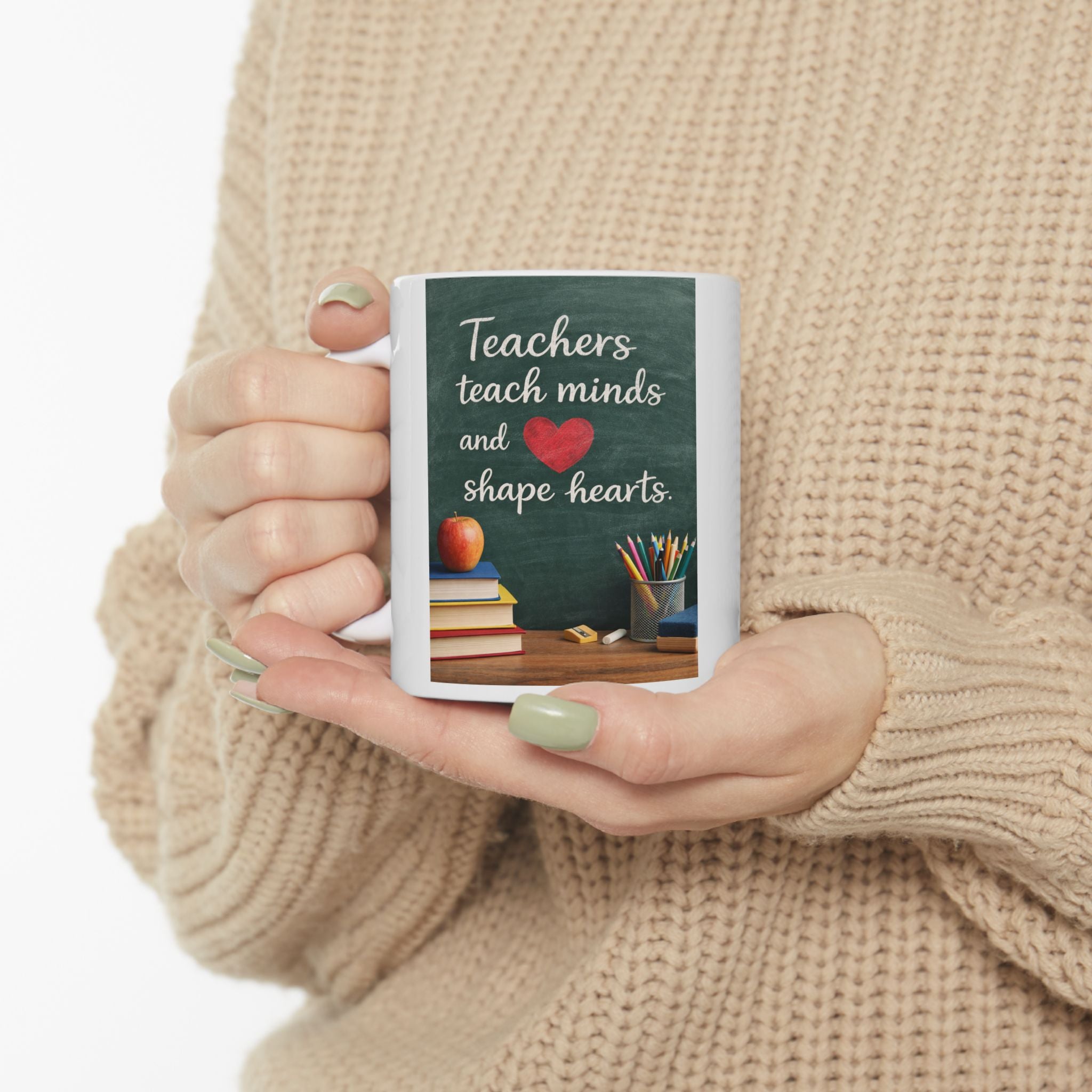 Teacher Coffee Mug: Inspire Minds & Shape Hearts, Perfect for Coffee-Loving Educators, 11 oz