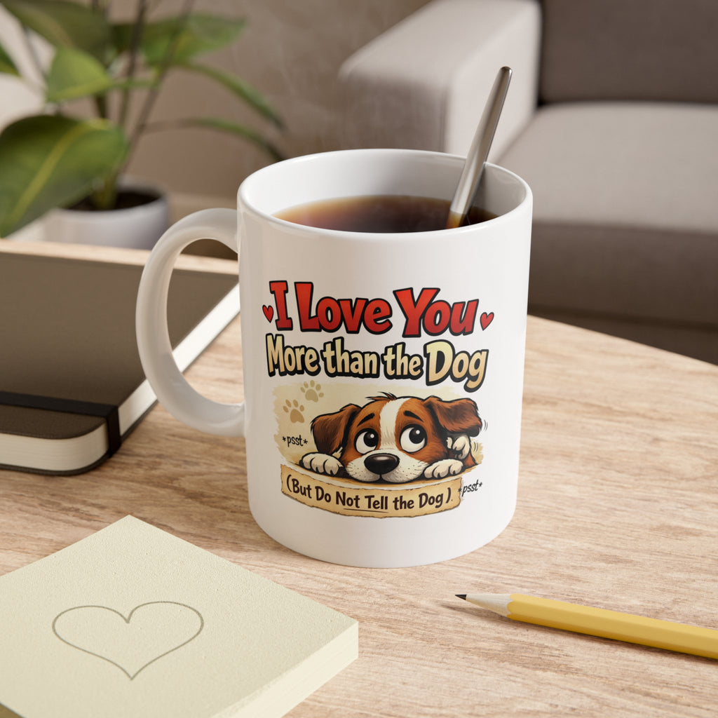 Fun Dog Lover Coffee Mug - I Love You More Than the Dog, Warm, Playful 11 oz Ceramic