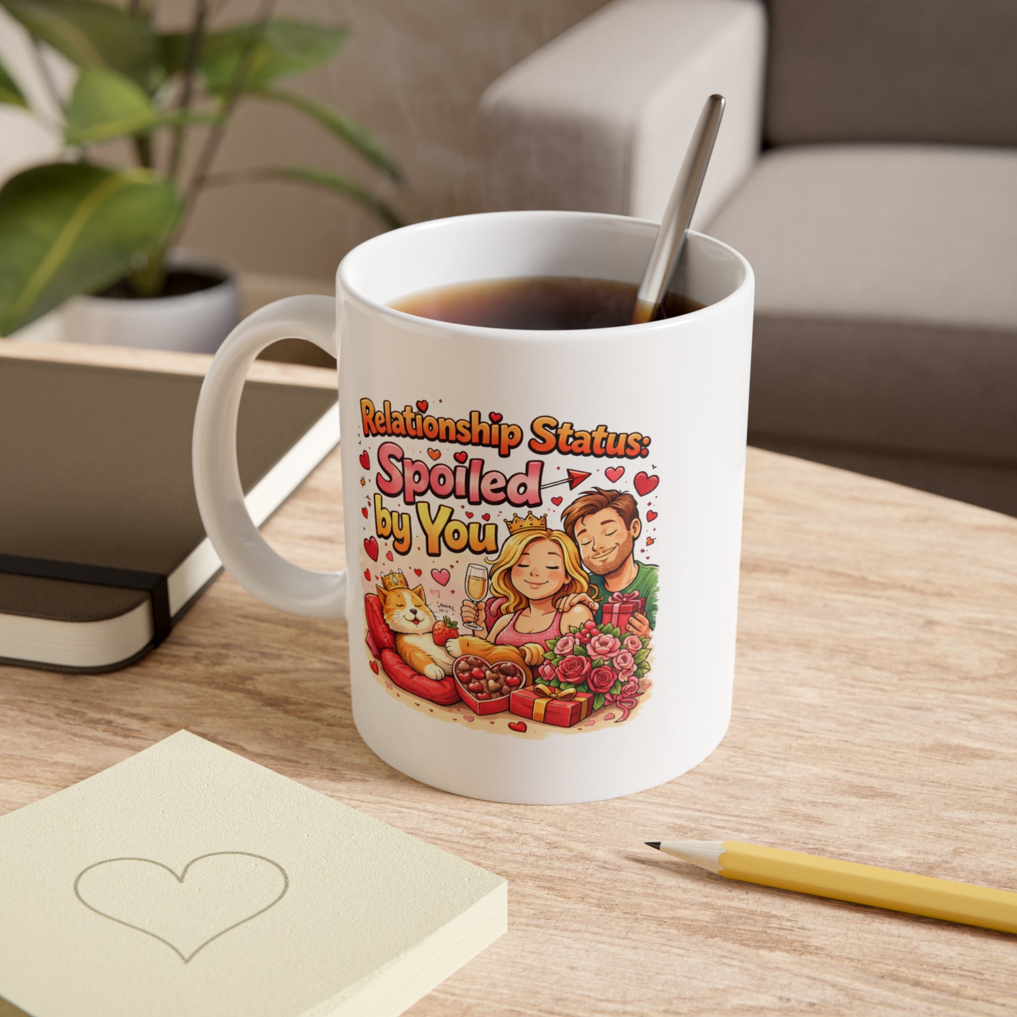 Cute Couples Mug - 'Spoiled by You',  Ideal Gift for Weddings, Anniversaries or Just Because