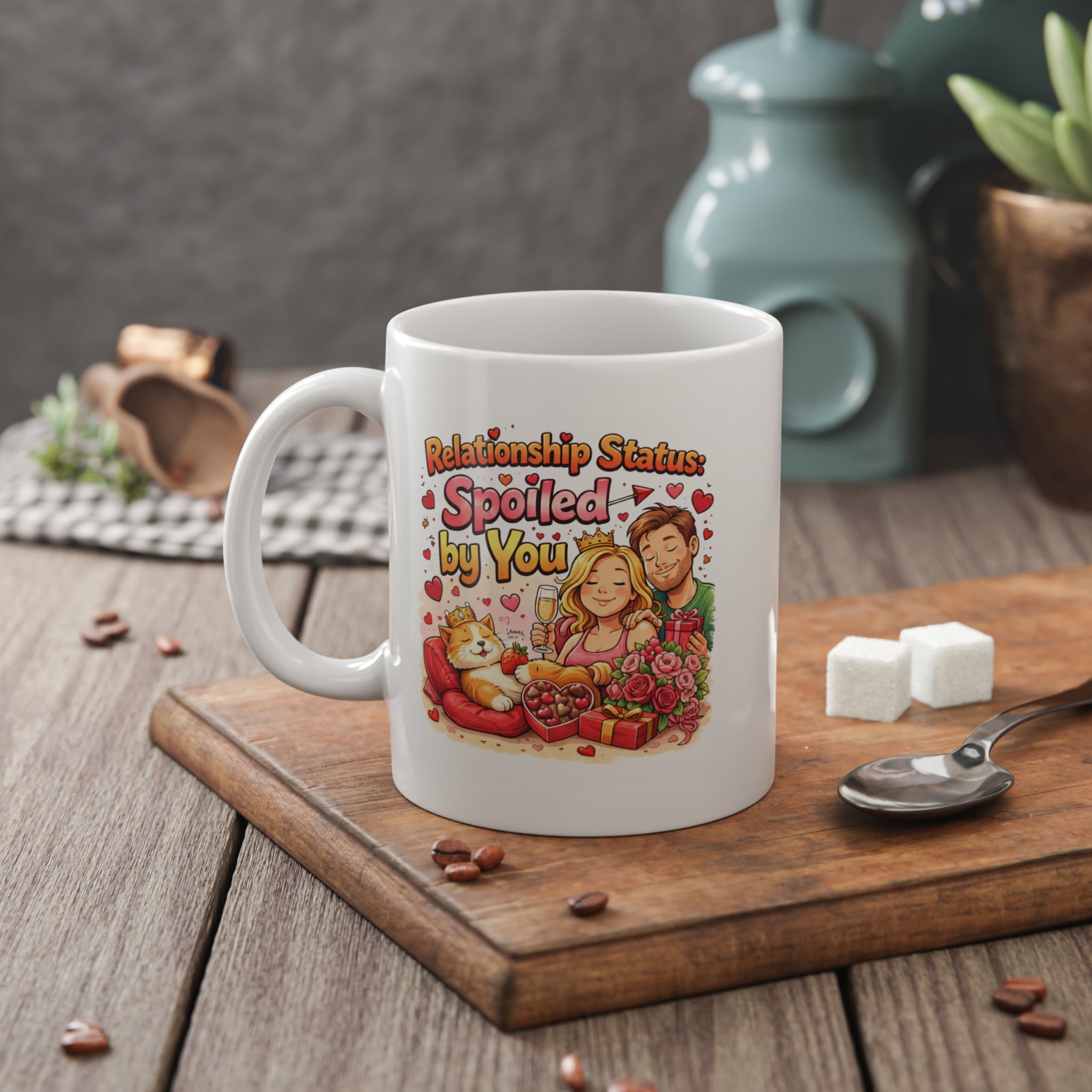 Cute Couples Mug - 'Spoiled by You',  Ideal Gift for Weddings, Anniversaries or Just Because