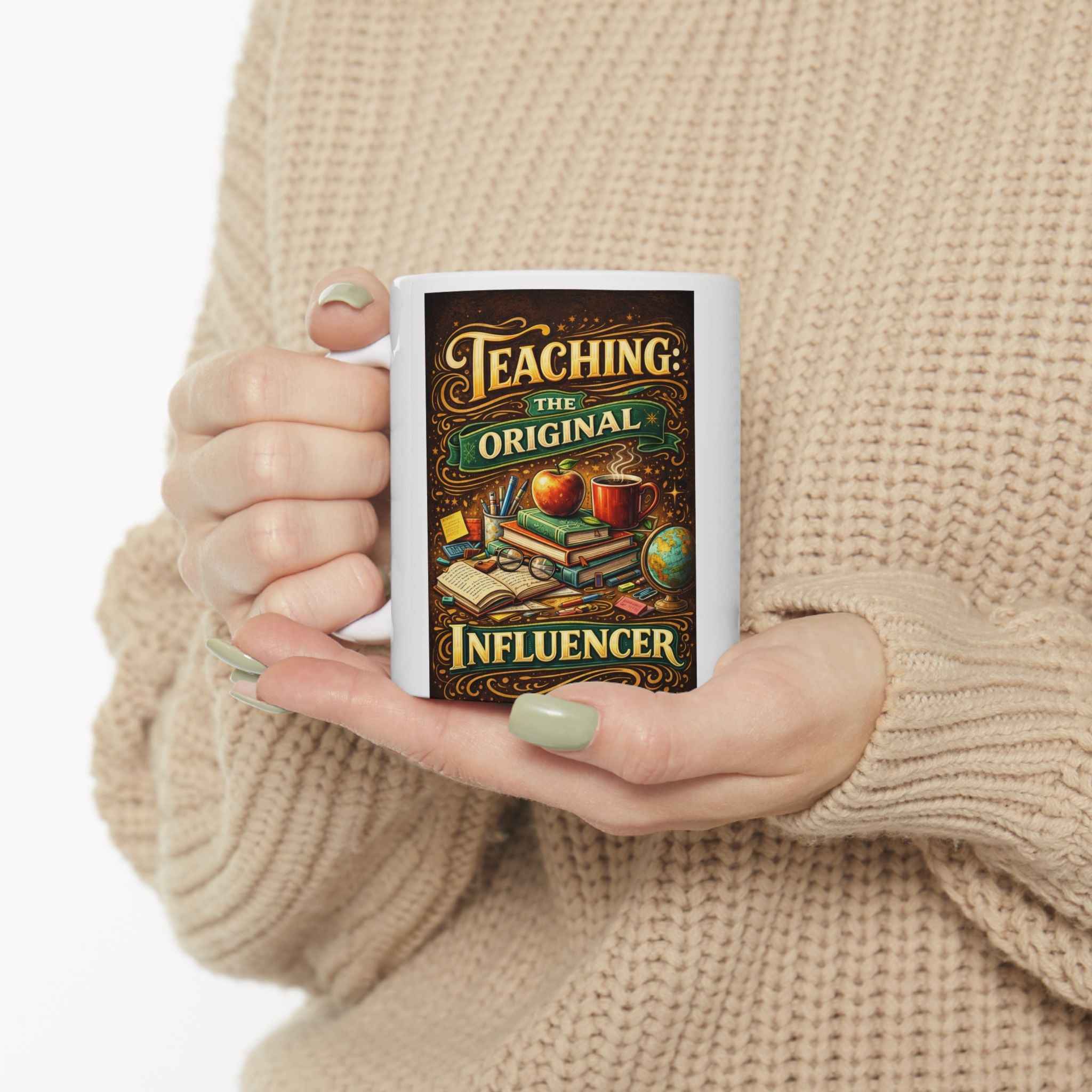Inspirational Teacher Mug: 'Teaching - The Original Influencer', Perfect for Any Desk or Kitchen