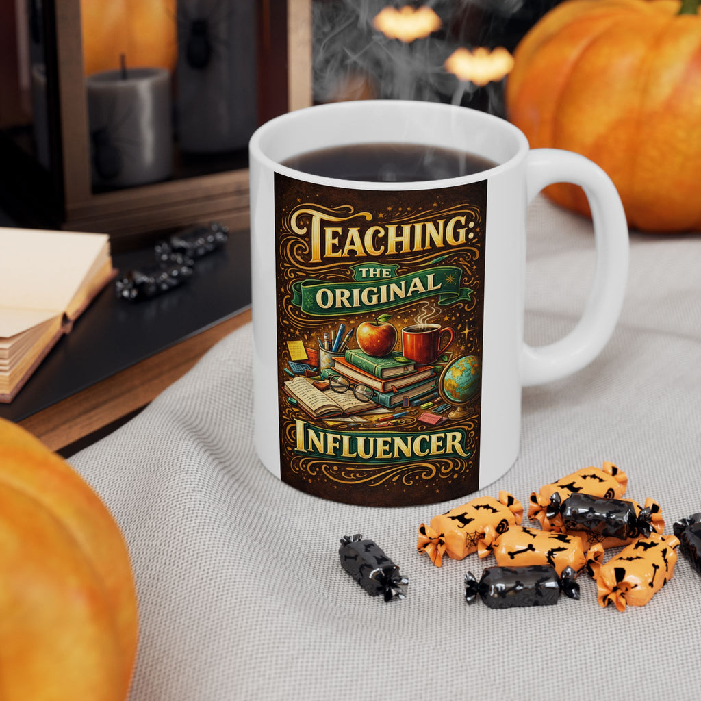 Inspirational Teacher Mug: 'Teaching - The Original Influencer', Perfect for Any Desk or Kitchen