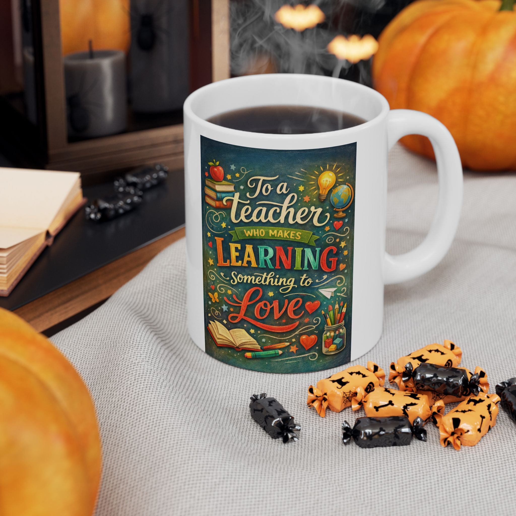 Teacher Coffee Mug: 'You Make Learning Lovely' Inspirational Drinkware with Bright Design