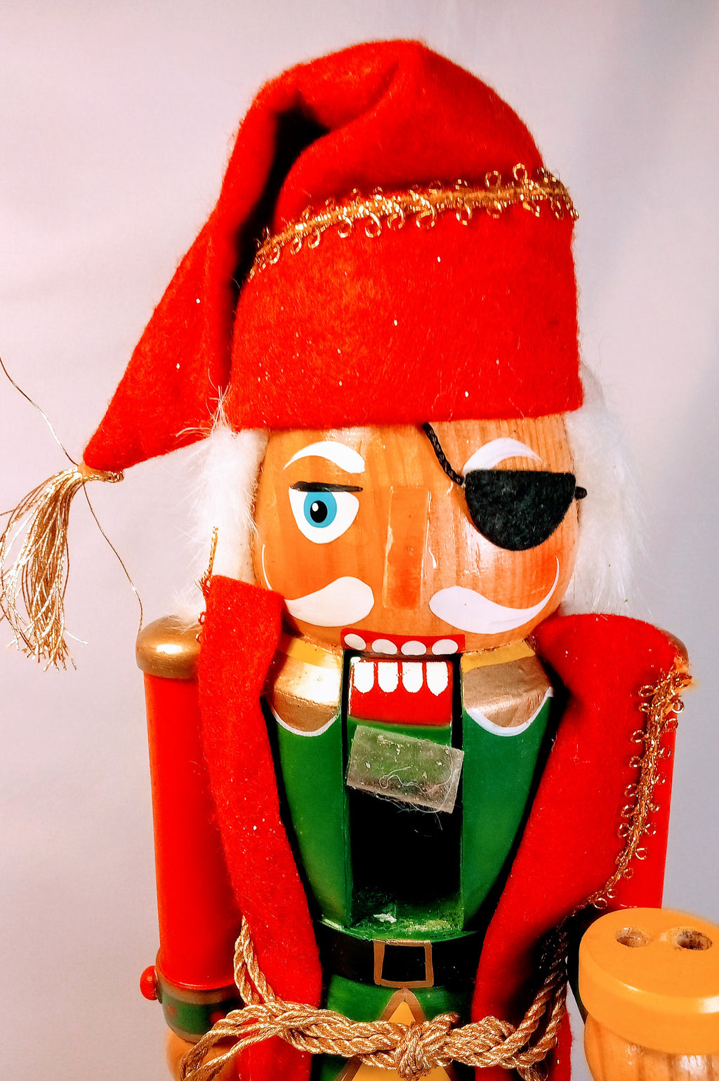 Christmas Pirate Nutcracker Figurine with Gold Accents for Festive Decor Decoration for Collectors, Unique Wooden Felt Handmade