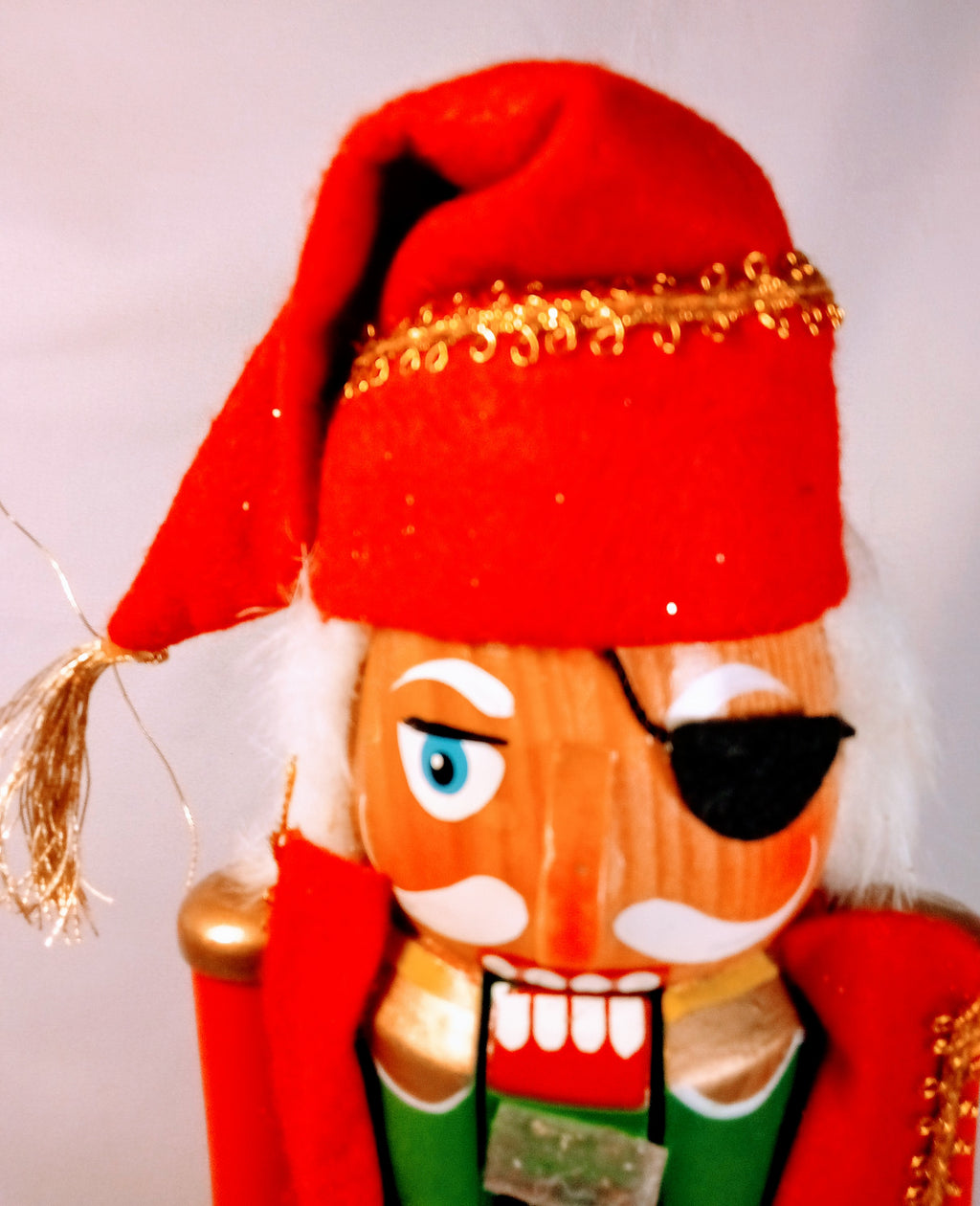 Christmas Pirate Nutcracker Figurine with Gold Accents for Festive Decor Decoration for Collectors, Unique Wooden Felt Handmade